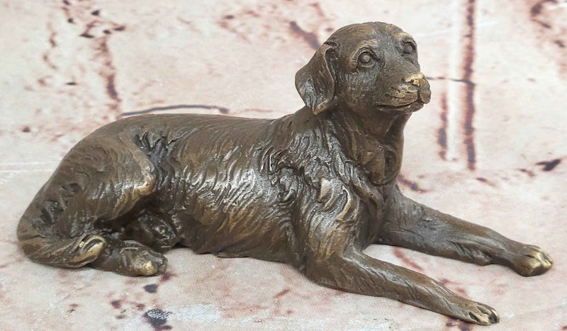 Bronze Reclining Dog Sculpture – Resting Canine Figurative Art Statue