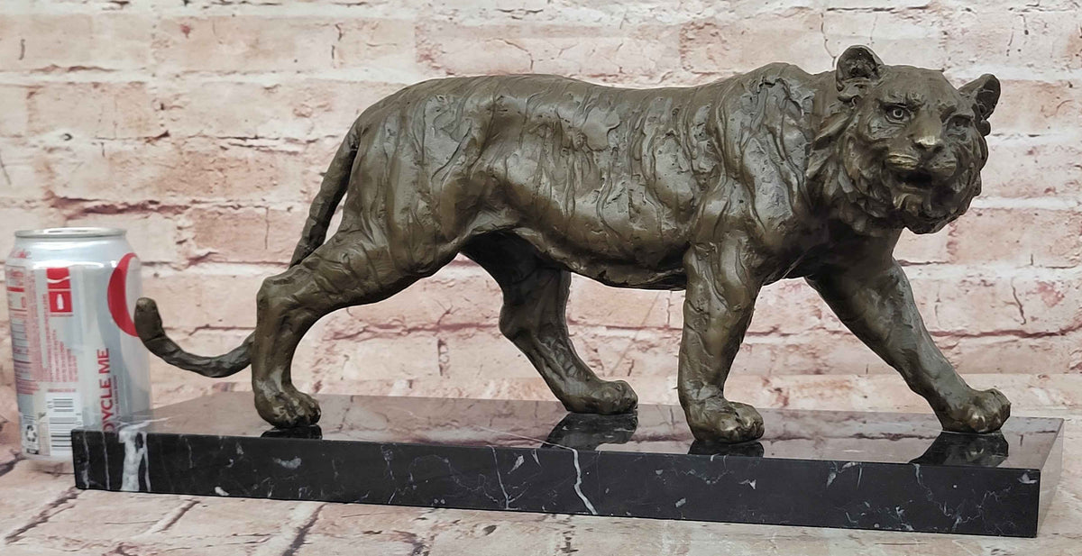 Bronze Walking Tiger Sculpture Wildlife Cat Statue Art