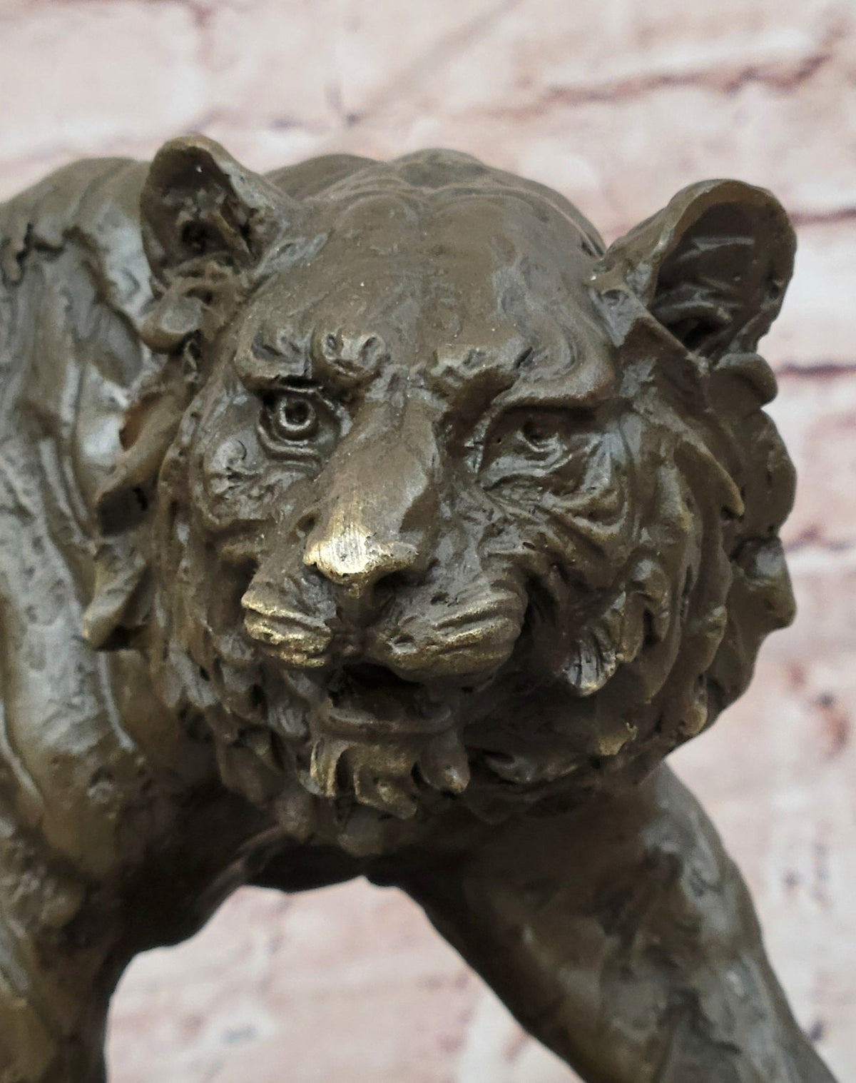 Bronze Walking Tiger Sculpture Wildlife Cat Statue Art