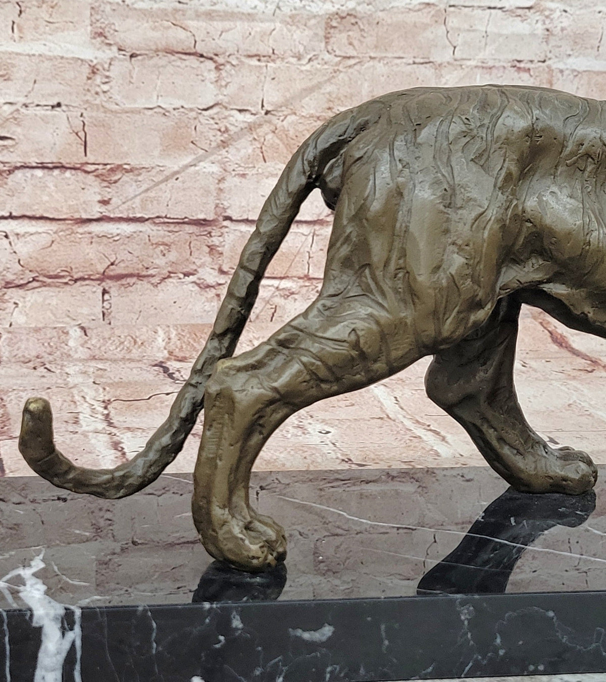 Bronze Walking Tiger Sculpture Wildlife Cat Statue Art
