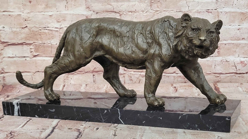 Bronze Walking Tiger Sculpture Wildlife Cat Statue Art
