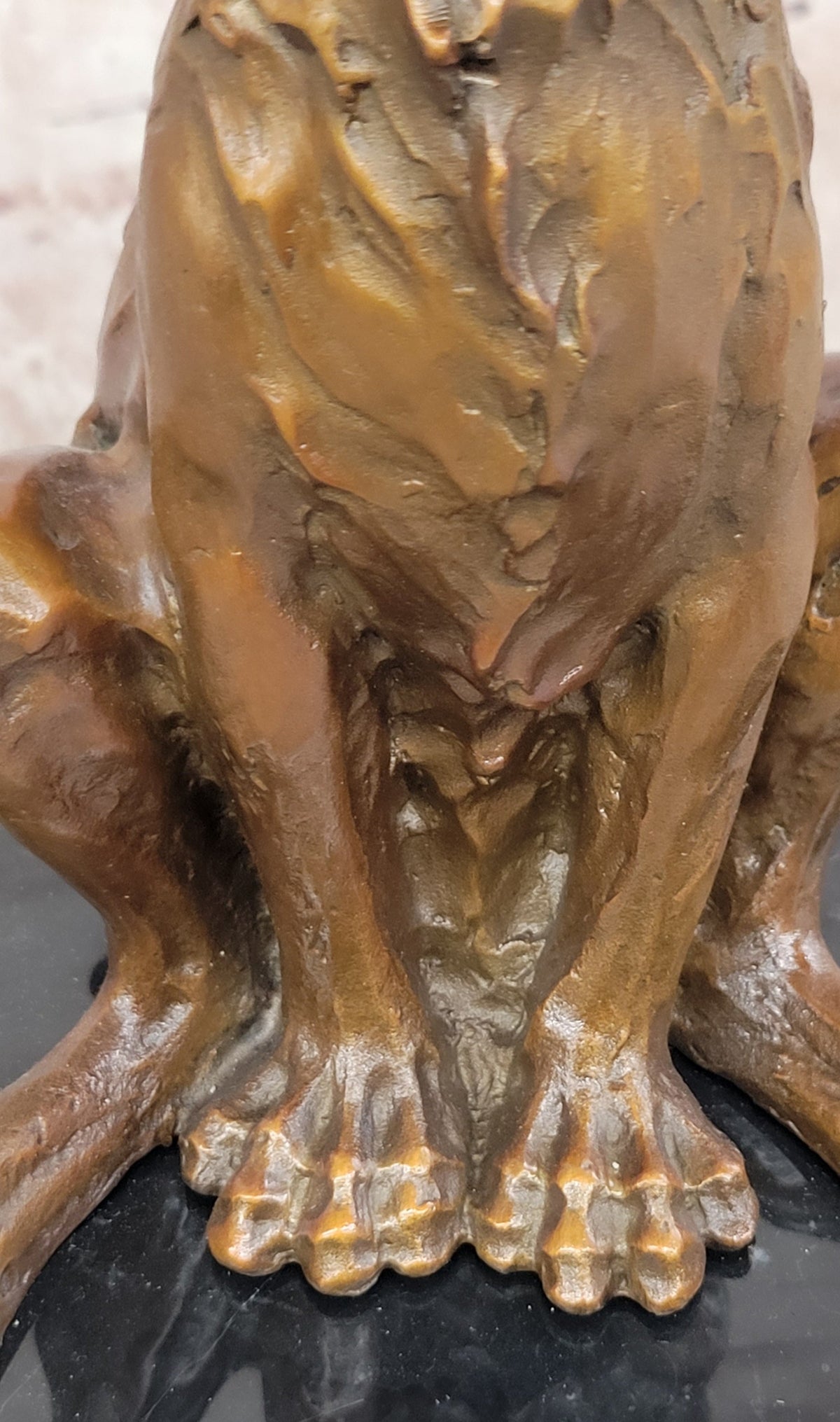 Whimsical Long Eared Hare Rabbit Bronze Sculpture on Marble Base