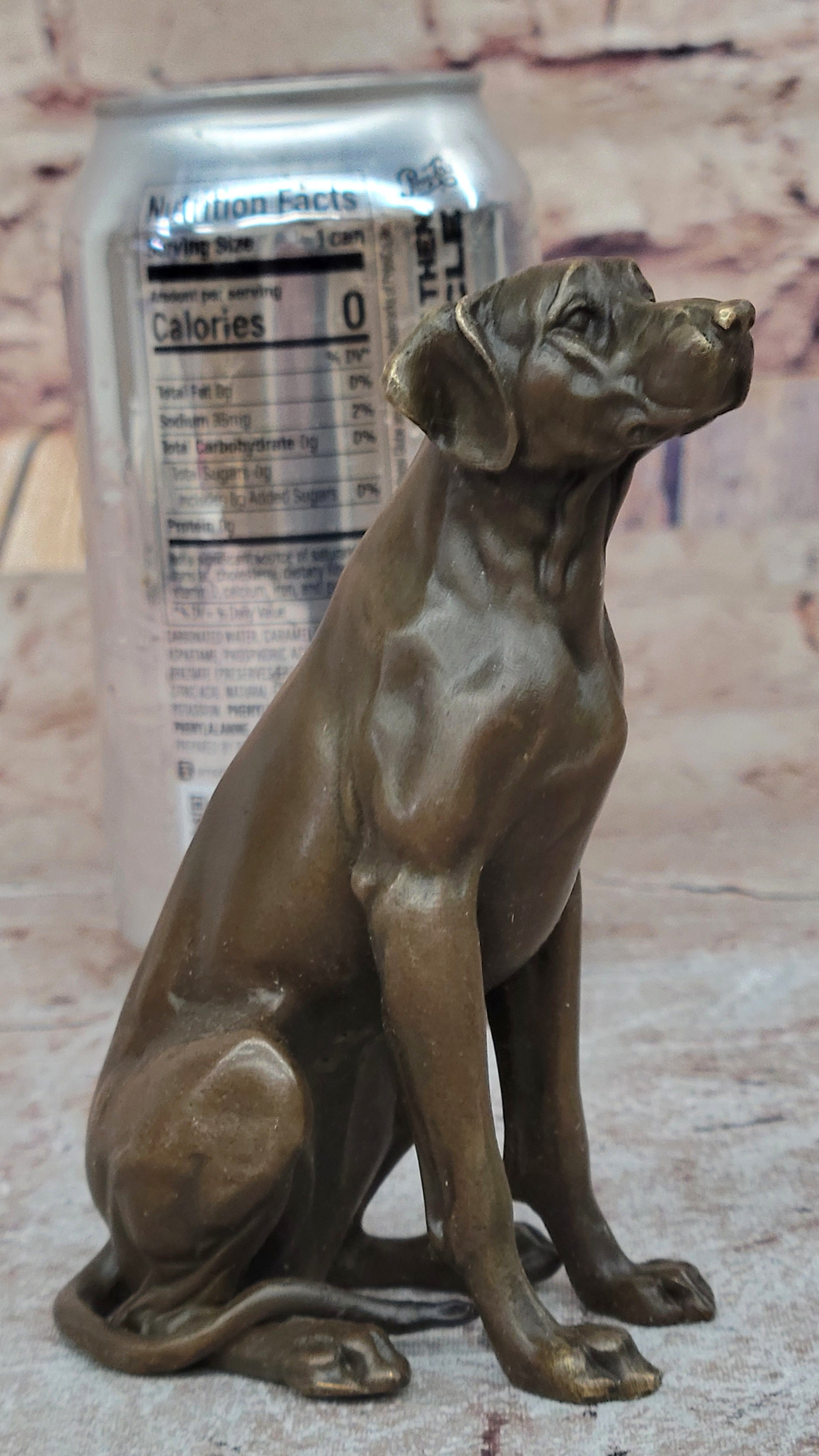 Seated Bronze Hunting Dog; Detailed Canine Sculpture for Animal Lovers