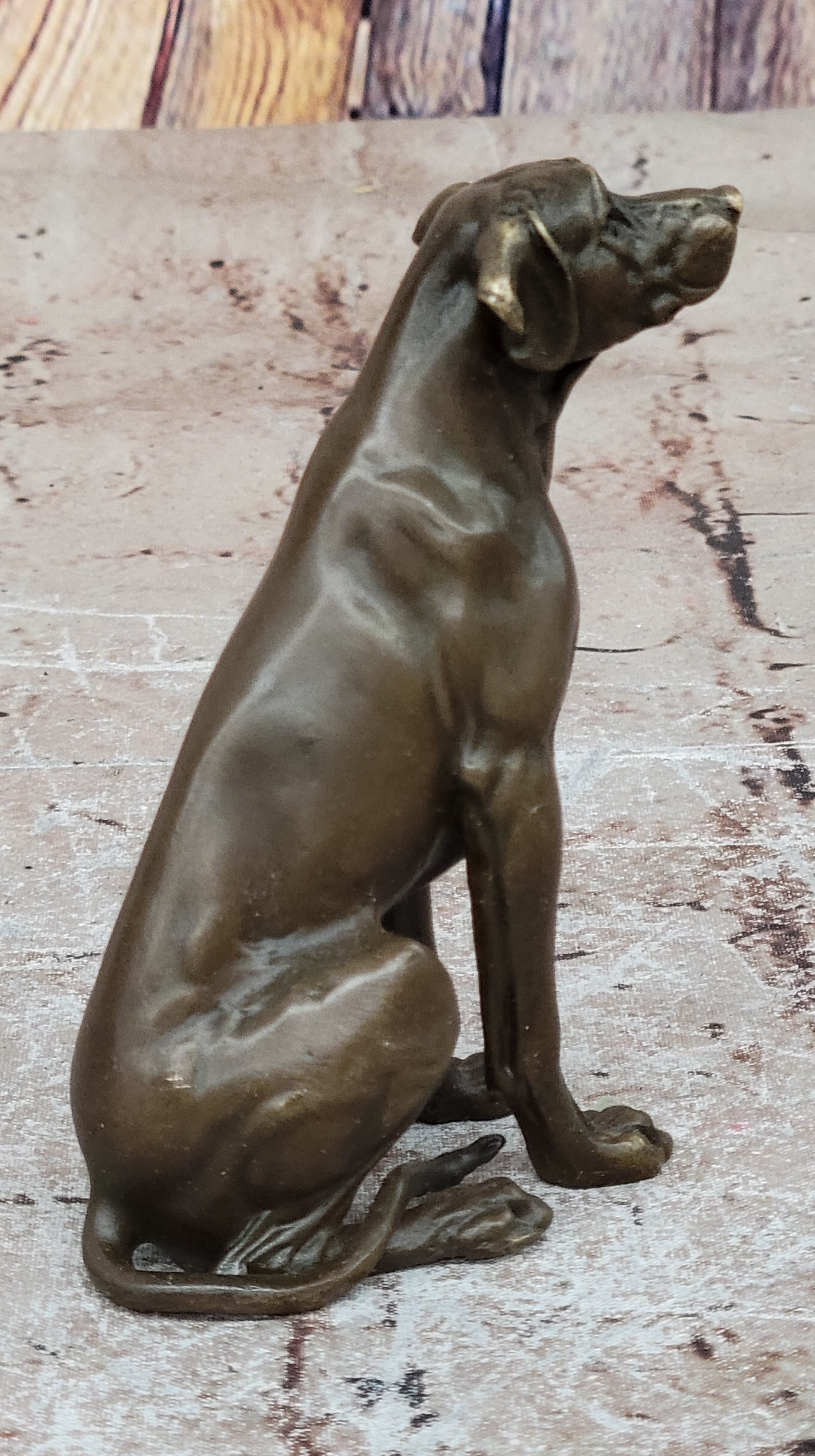 Seated Bronze Hunting Dog; Detailed Canine Sculpture for Animal Lovers