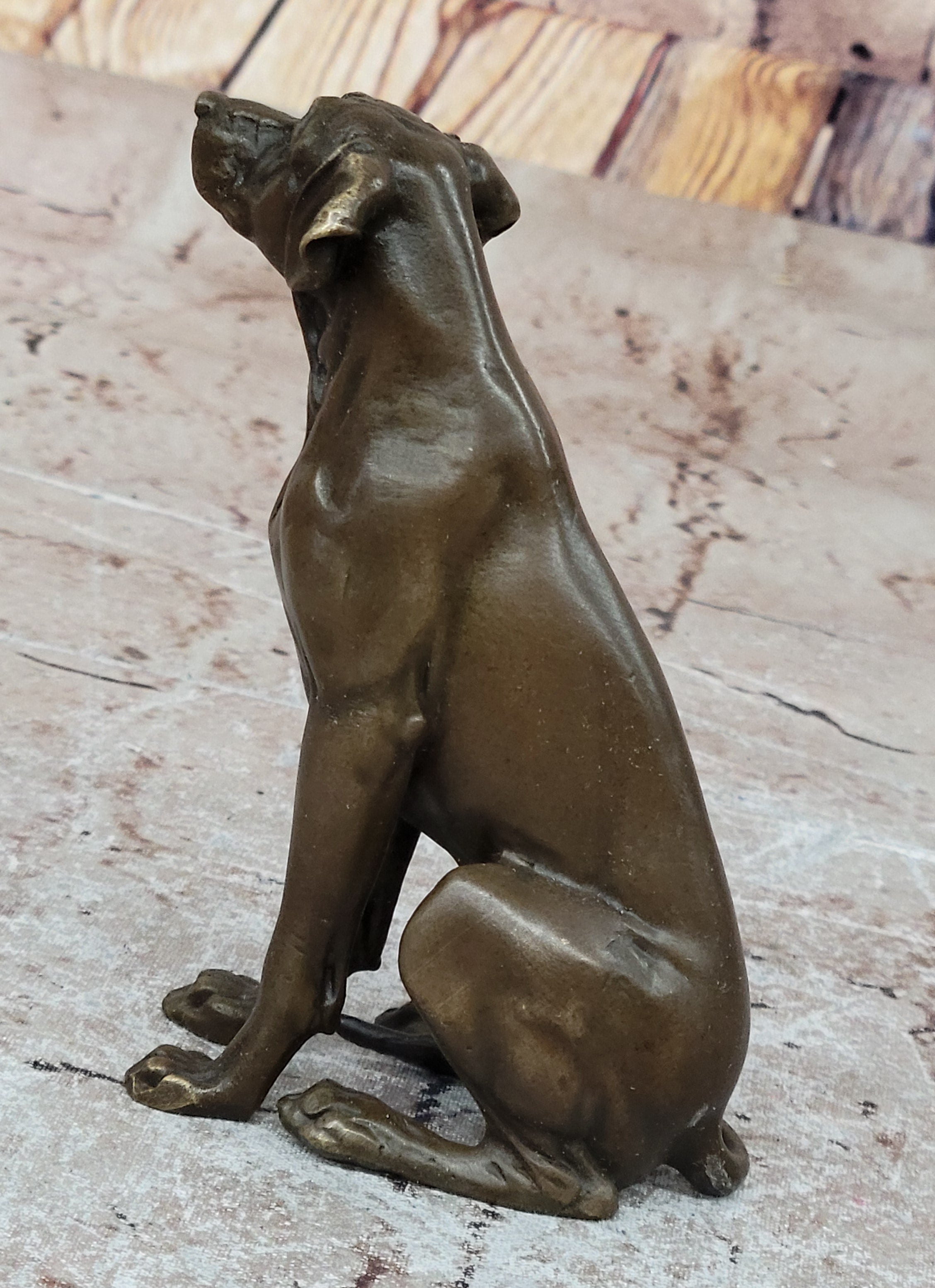 Seated Bronze Hunting Dog; Detailed Canine Sculpture for Animal Lovers