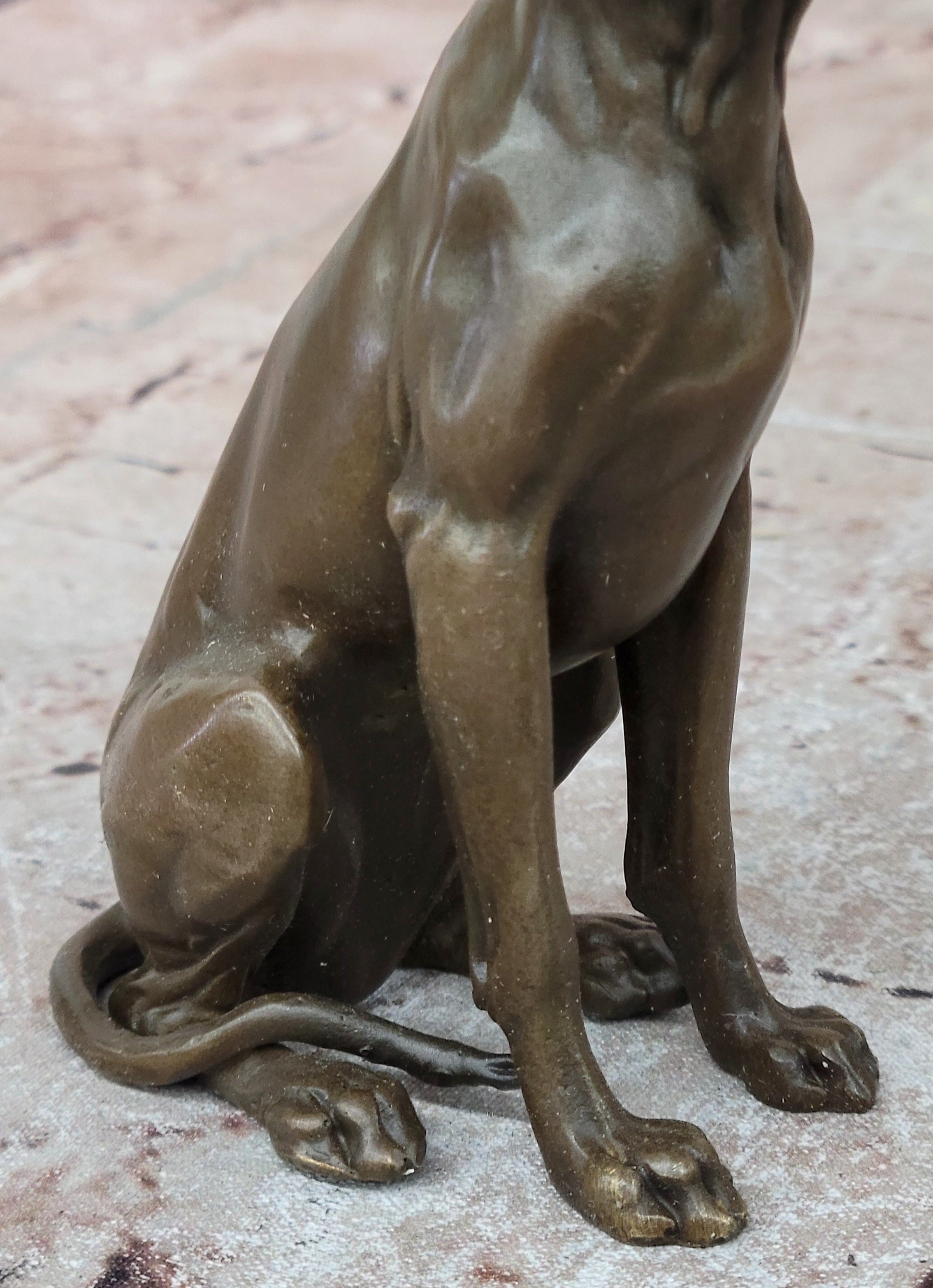 Seated Bronze Hunting Dog; Detailed Canine Sculpture for Animal Lovers