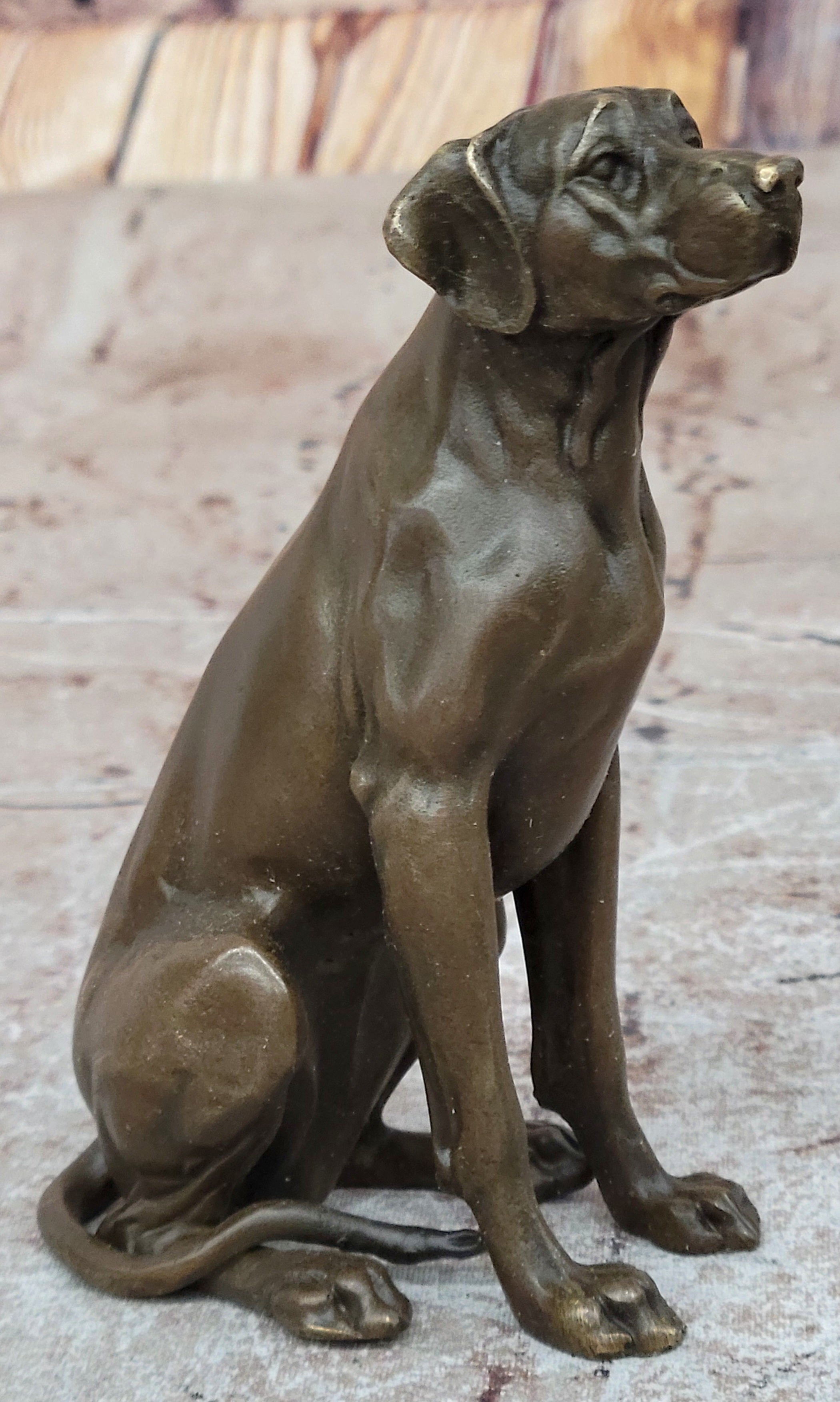 Seated Bronze Hunting Dog; Detailed Canine Sculpture for Animal Lovers