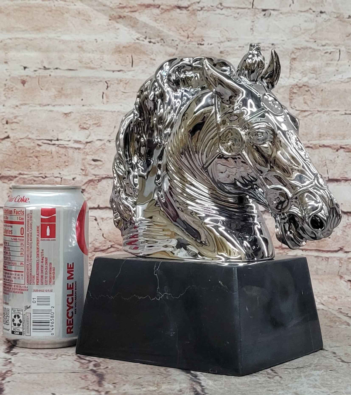 Silver Bronze Equestrian Horse Head Trophy Style Statue