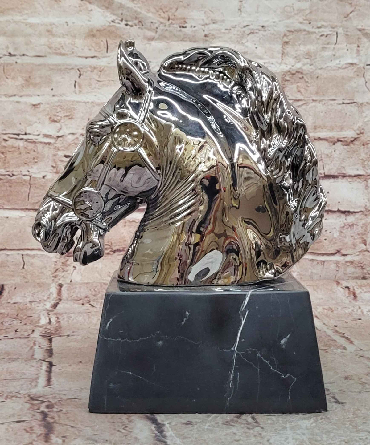 Silver Bronze Equestrian Horse Head Trophy Style Statue