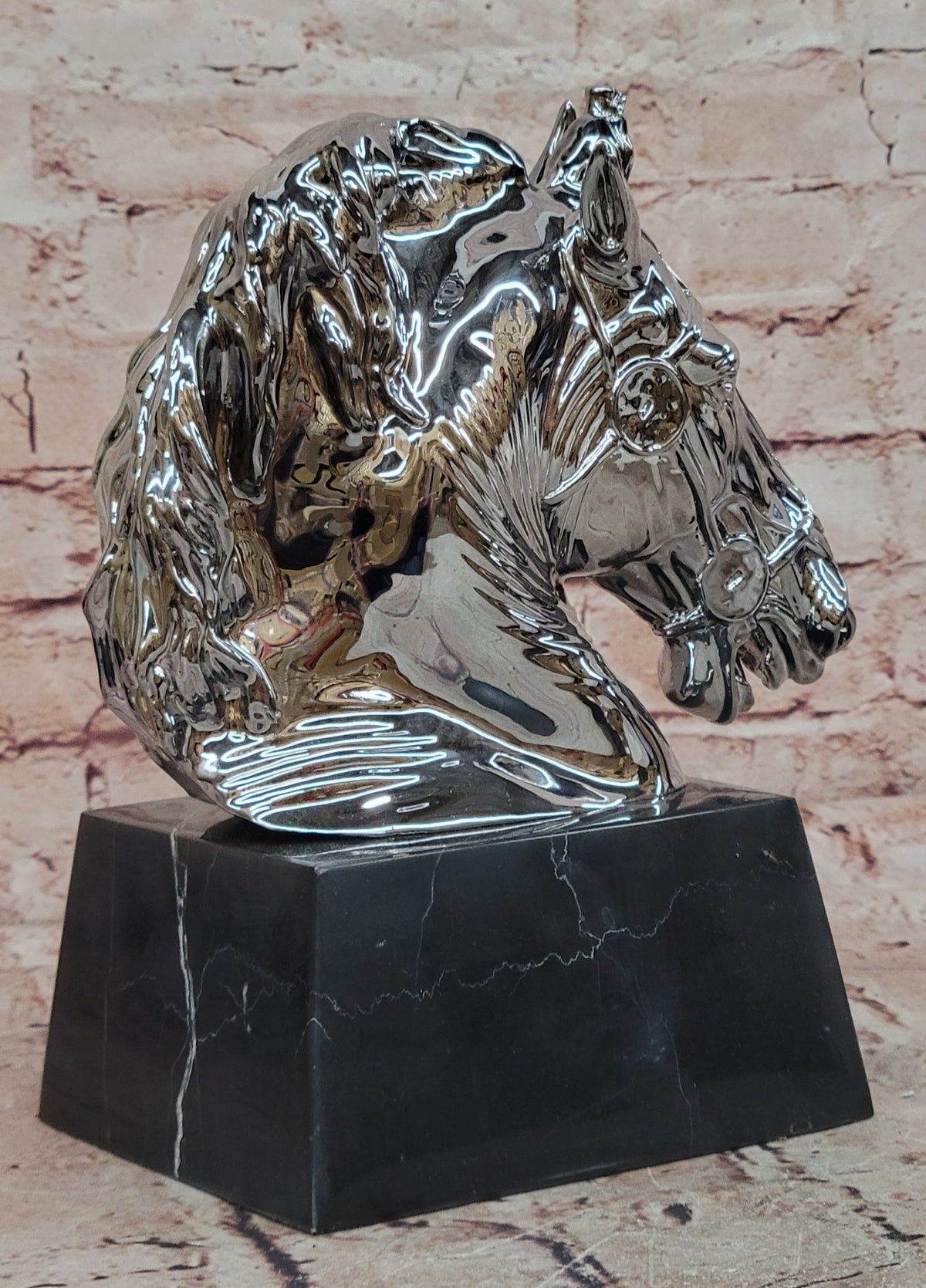Silver Bronze Equestrian Horse Head Trophy Style Statue