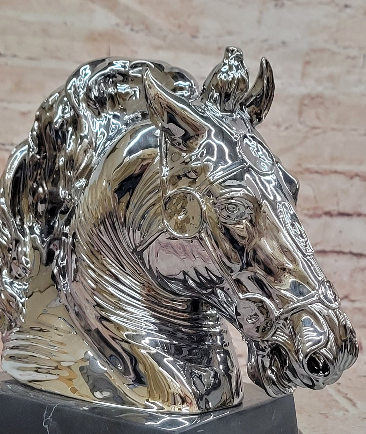 Silver Bronze Equestrian Horse Head Trophy Style Statue