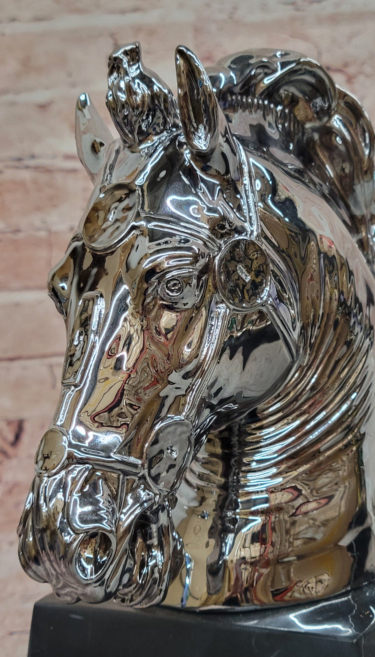 Silver Bronze Equestrian Horse Head Trophy Style Statue