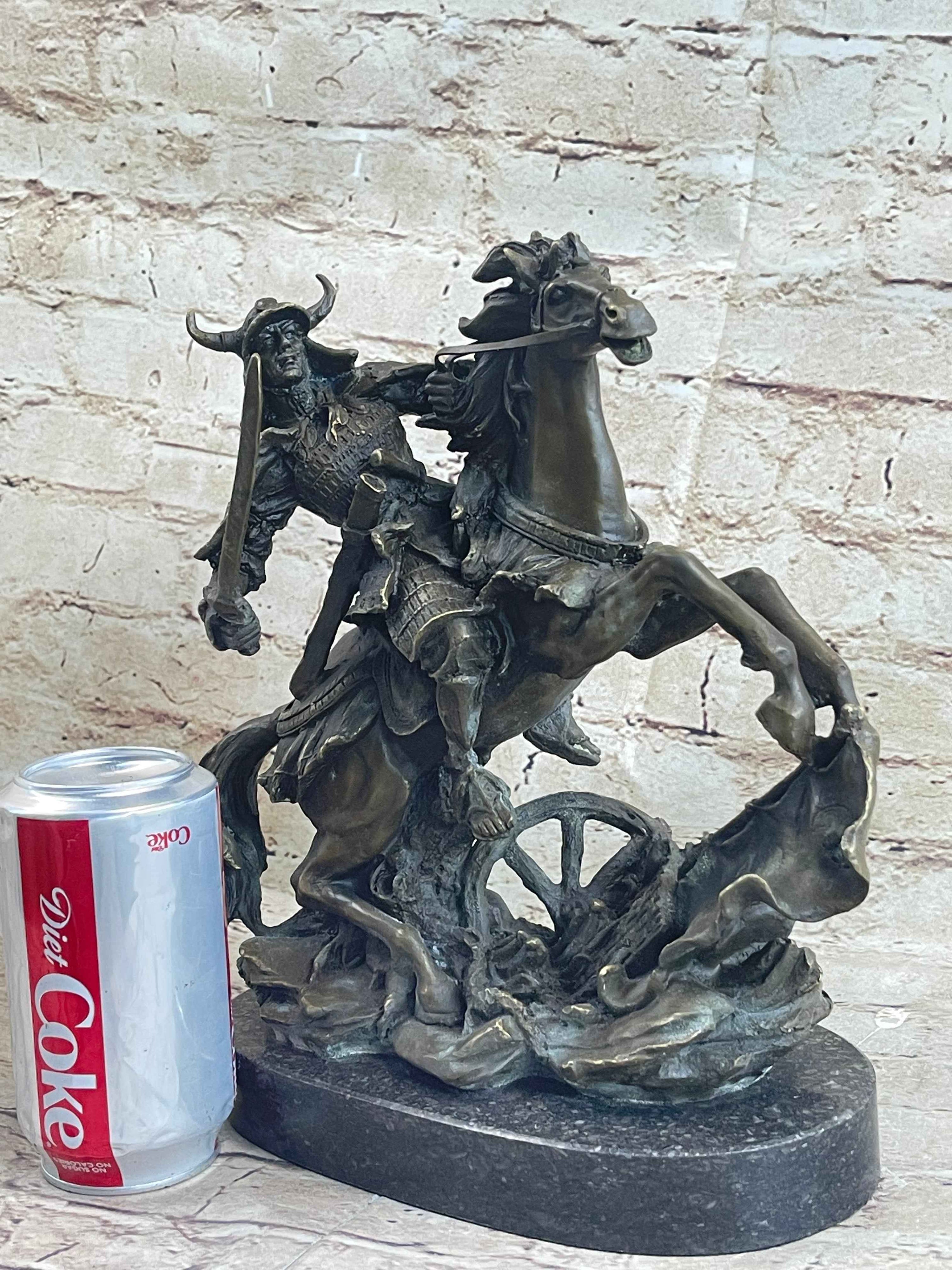Japanese Samurai Warrior on Horseback Bronze Sculpture Statue Original Kamiko