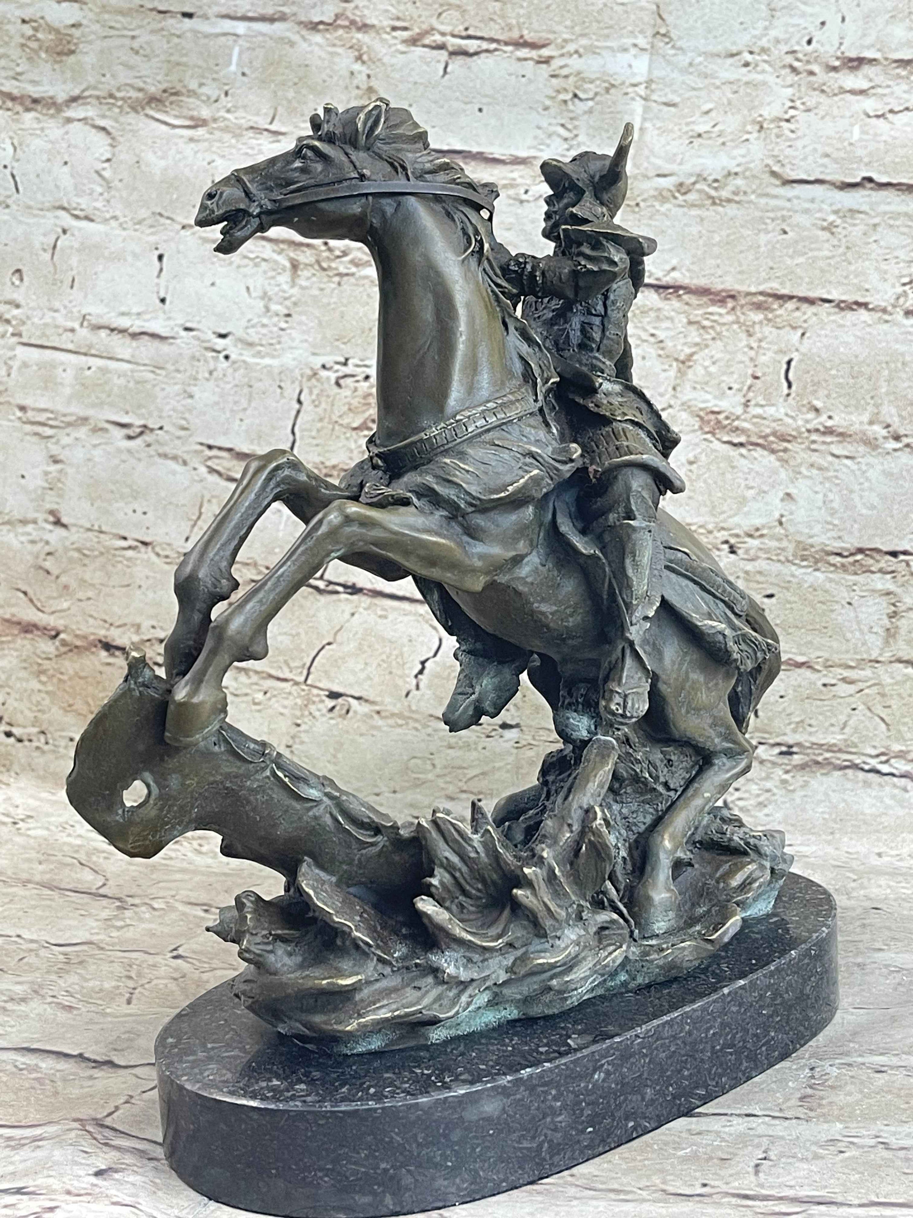 Japanese Samurai Warrior on Horseback Bronze Sculpture Statue Original Kamiko