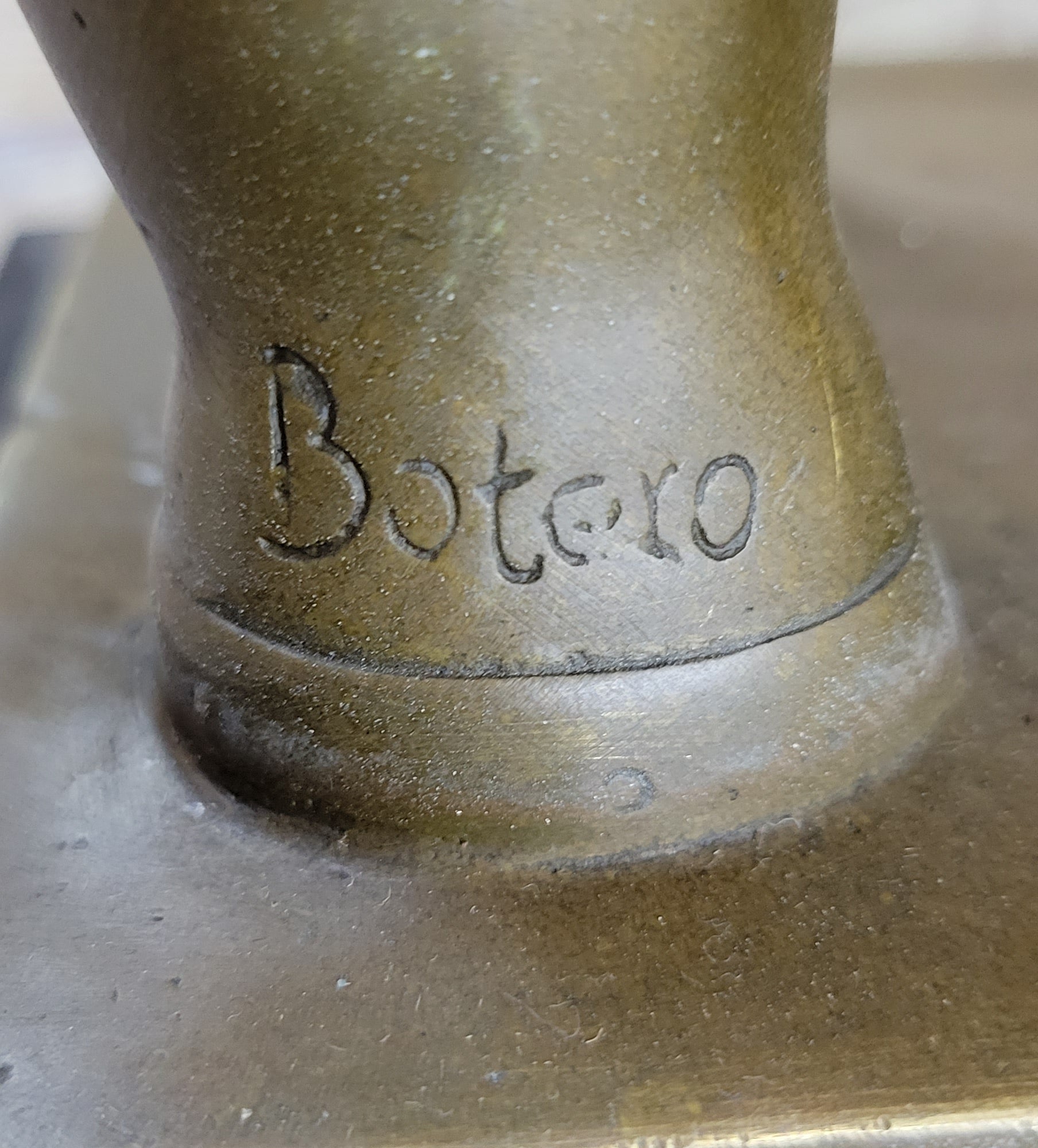 MAN ON A HORSE by Fernando Botero Bronze Statue Sculpture Marble Base 15" x 10"