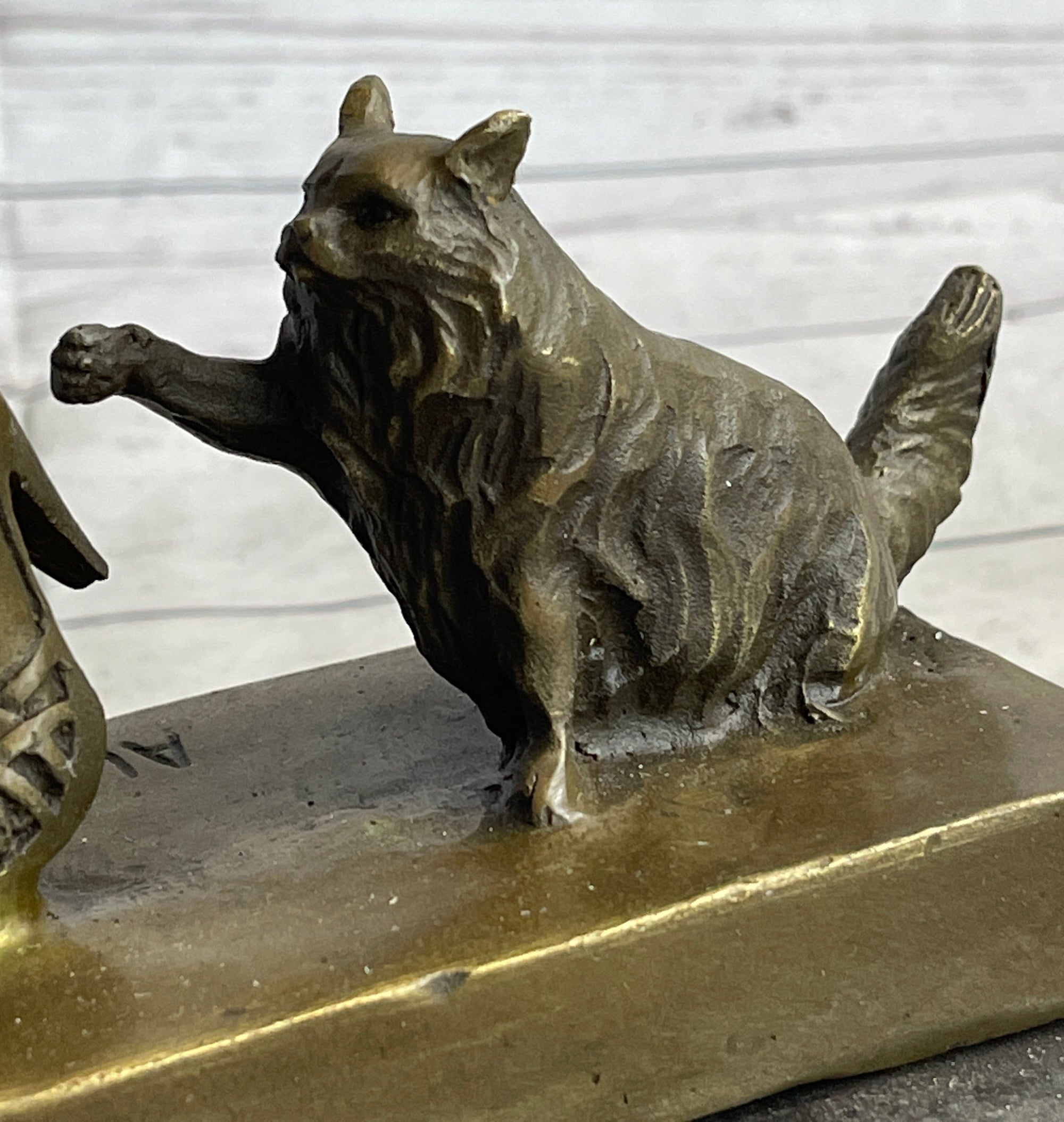 Sexy Playful Girl w/ Kitten Cat Bronze Modern Art Statue Sculpture Vitaleh Original 16" x 9"