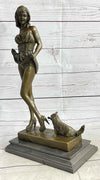 Sexy Playful Girl w/ Kitten Cat Bronze Modern Art Statue Sculpture Vitaleh Original 16" x 9"