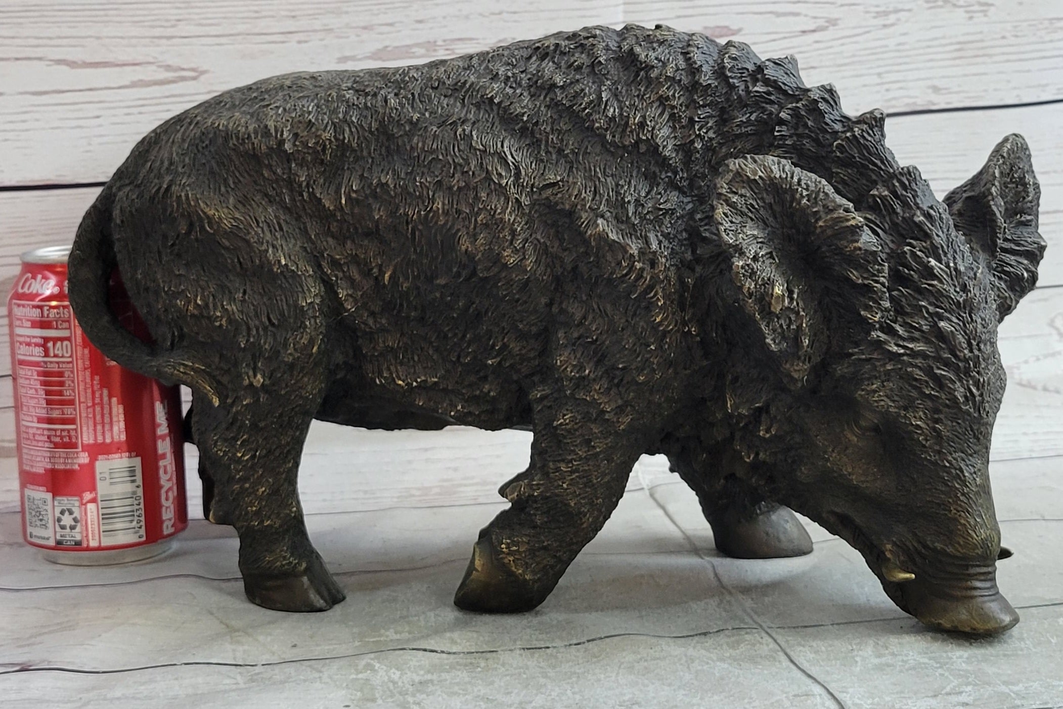 Wild Boar Pig Feral Hog Bronze Sculpture Statue Figure Figurine Decor