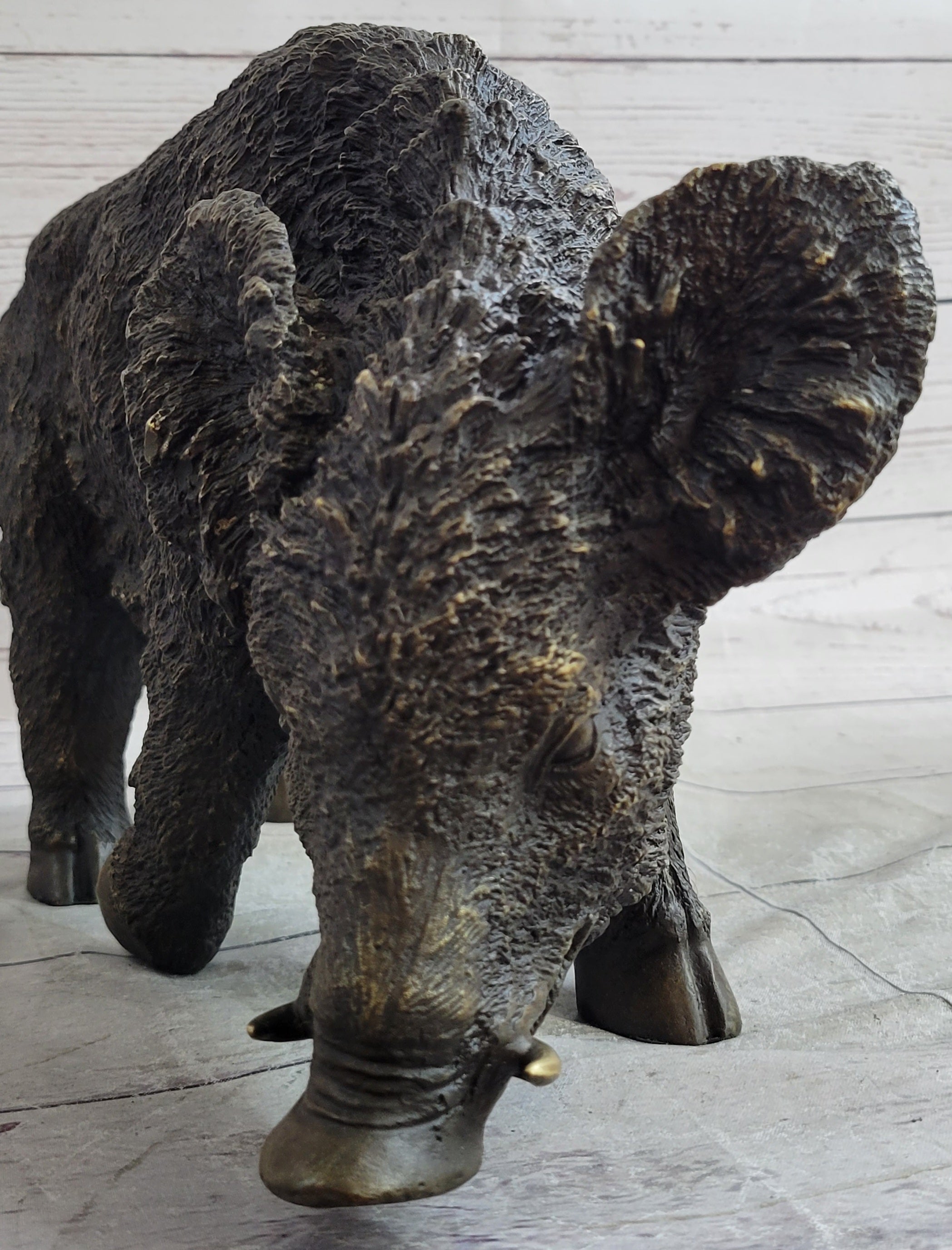 Wild Boar Pig Feral Hog Bronze Sculpture Statue Figure Figurine Decor