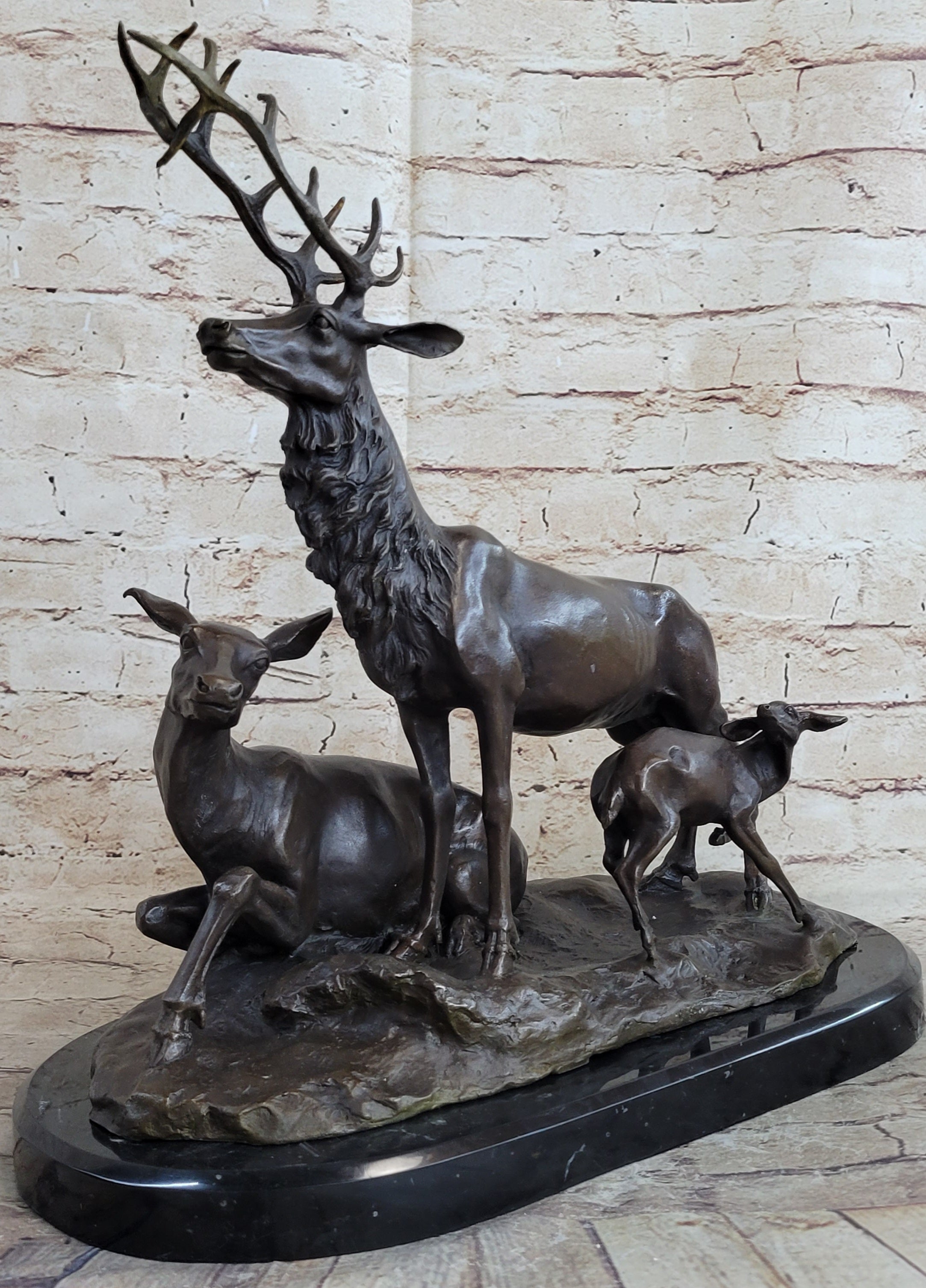 Bronze Marble Statue Elk Deer Caribou Buck Stag Lodge Sculpture Statue