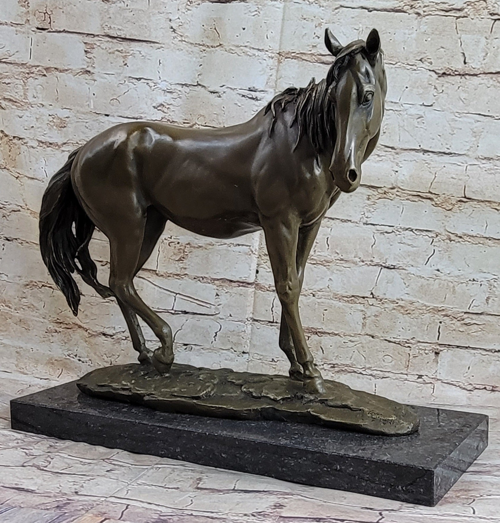 Arabian Horse Mare Hot Cast Bronze Sculpture Statue on Marble Base by PJ Mene