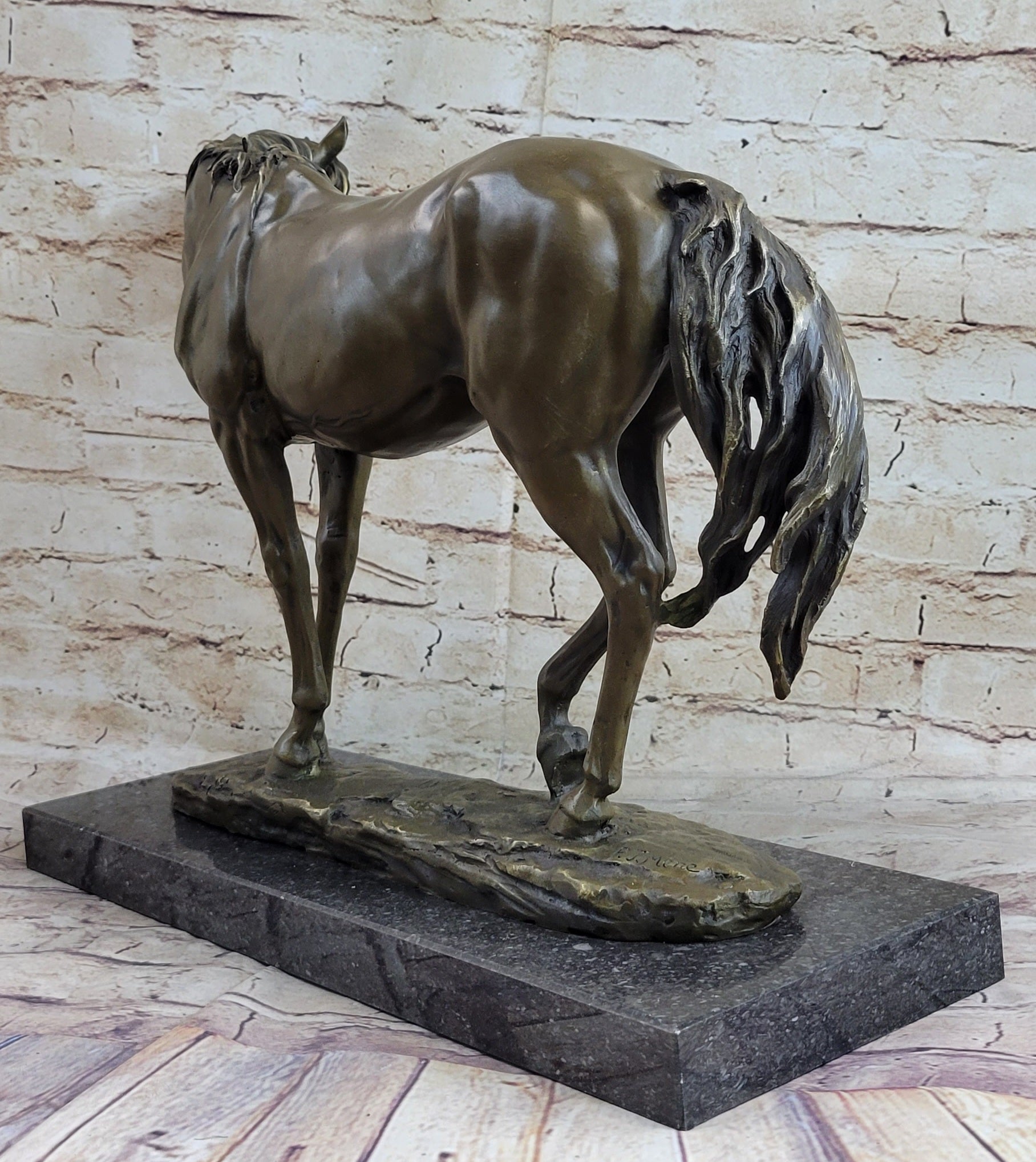 Arabian Horse Mare Hot Cast Bronze Sculpture Statue on Marble Base by PJ Mene