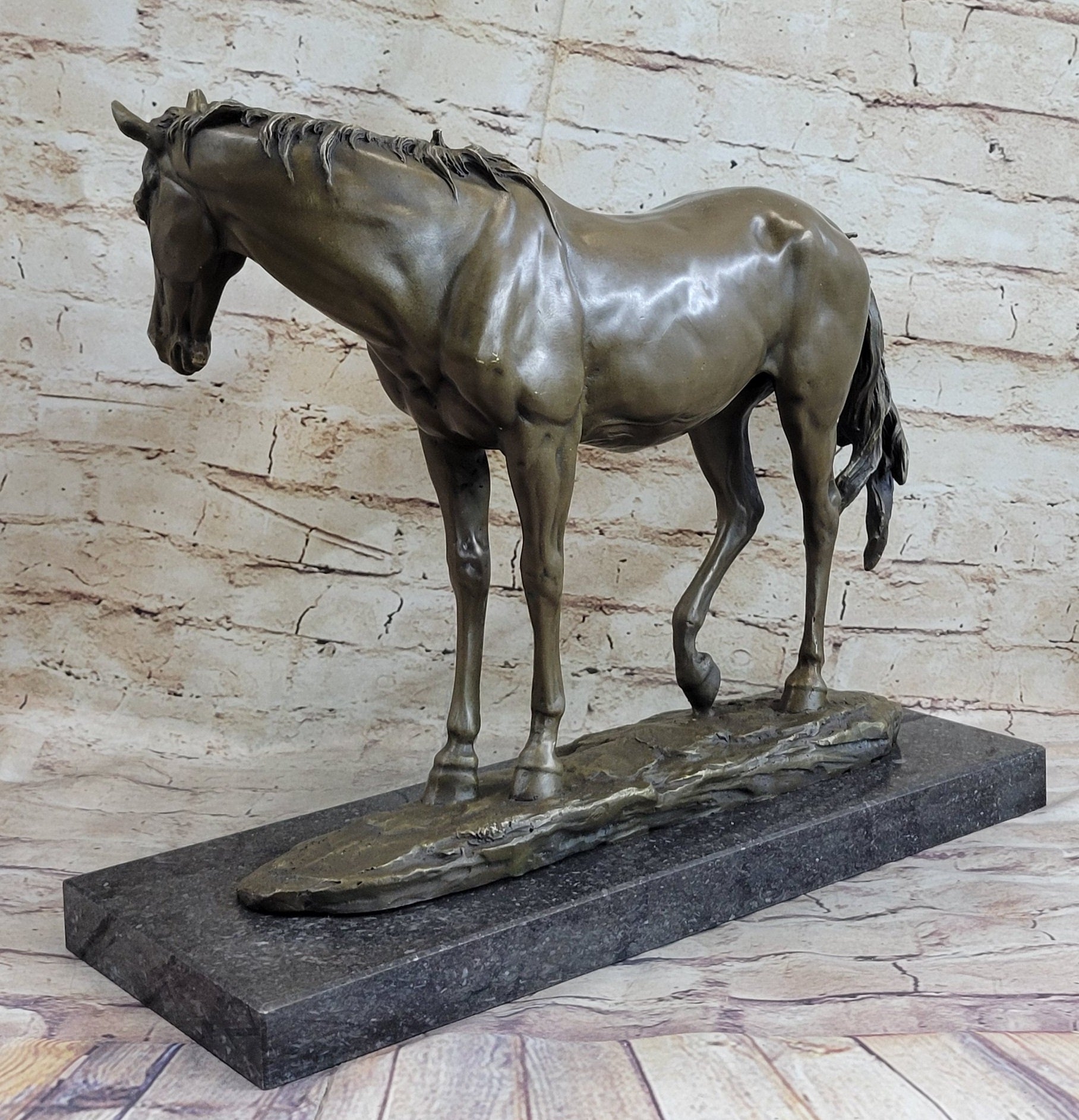 Arabian Horse Mare Hot Cast Bronze Sculpture Statue on Marble Base by PJ Mene