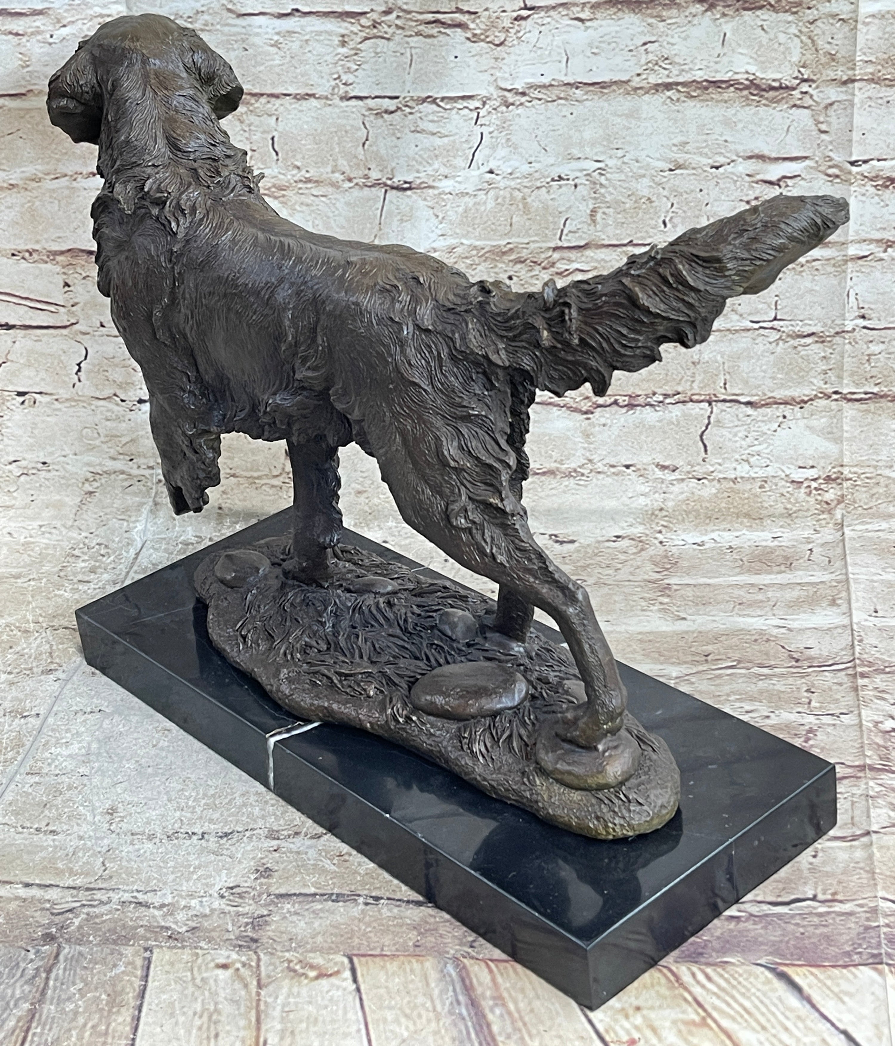 Bronze Golden Retriever Sculpture – Realistic Dog Statue on Marble Base