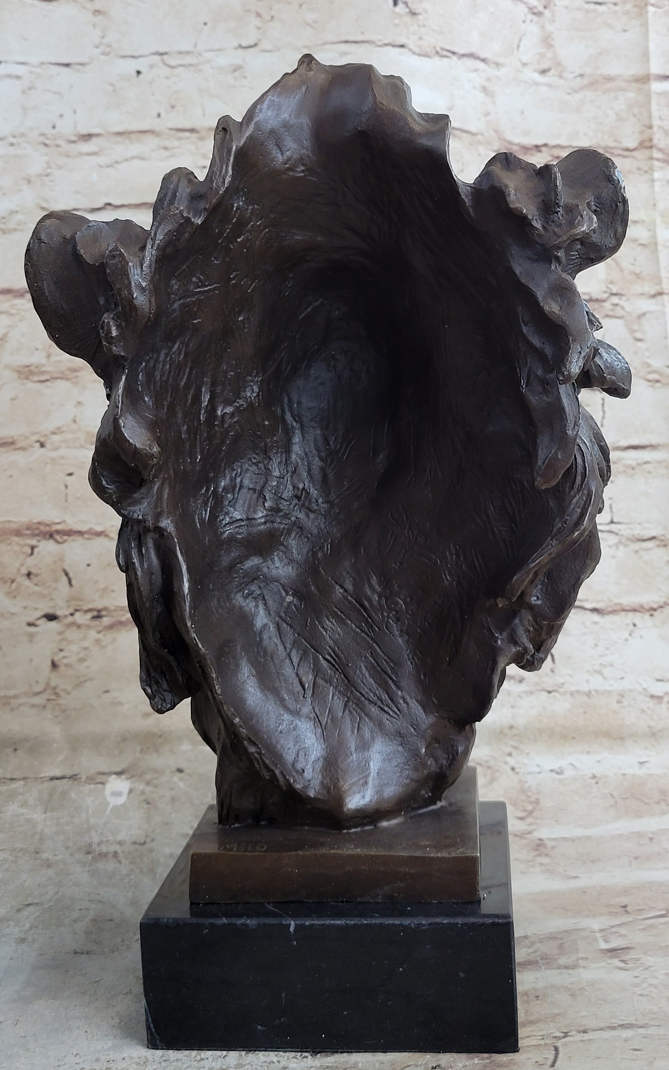 Bust Male Lion 100% Bronze Sculpture Statue Figurine Figure by Milo Art Deco NR
