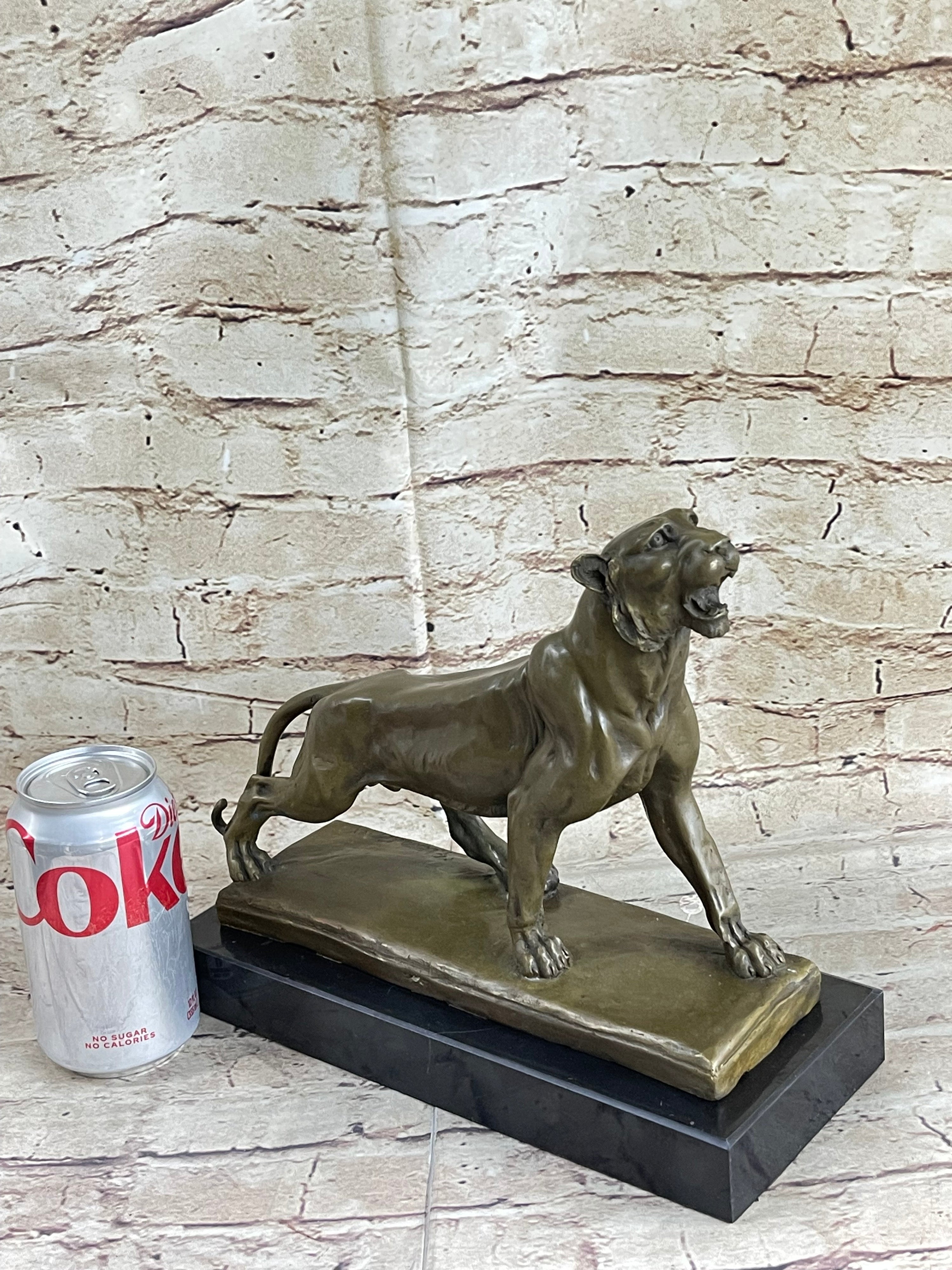 Jaguar Panther Leopard Cougar Big Cat Collector Bronze Marble Statue Art Decor