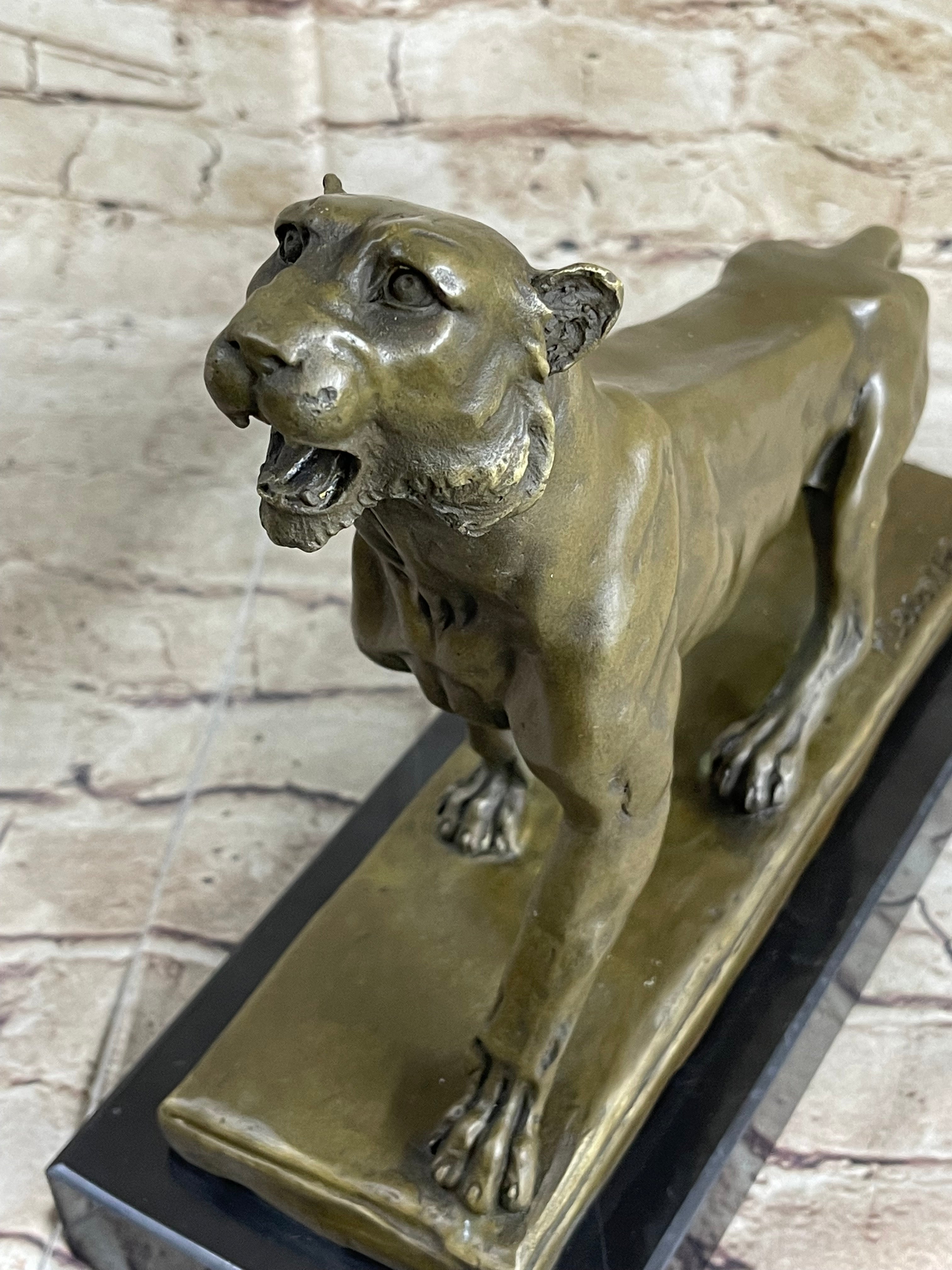Jaguar Panther Leopard Cougar Big Cat Collector Bronze Marble Statue Art Decor