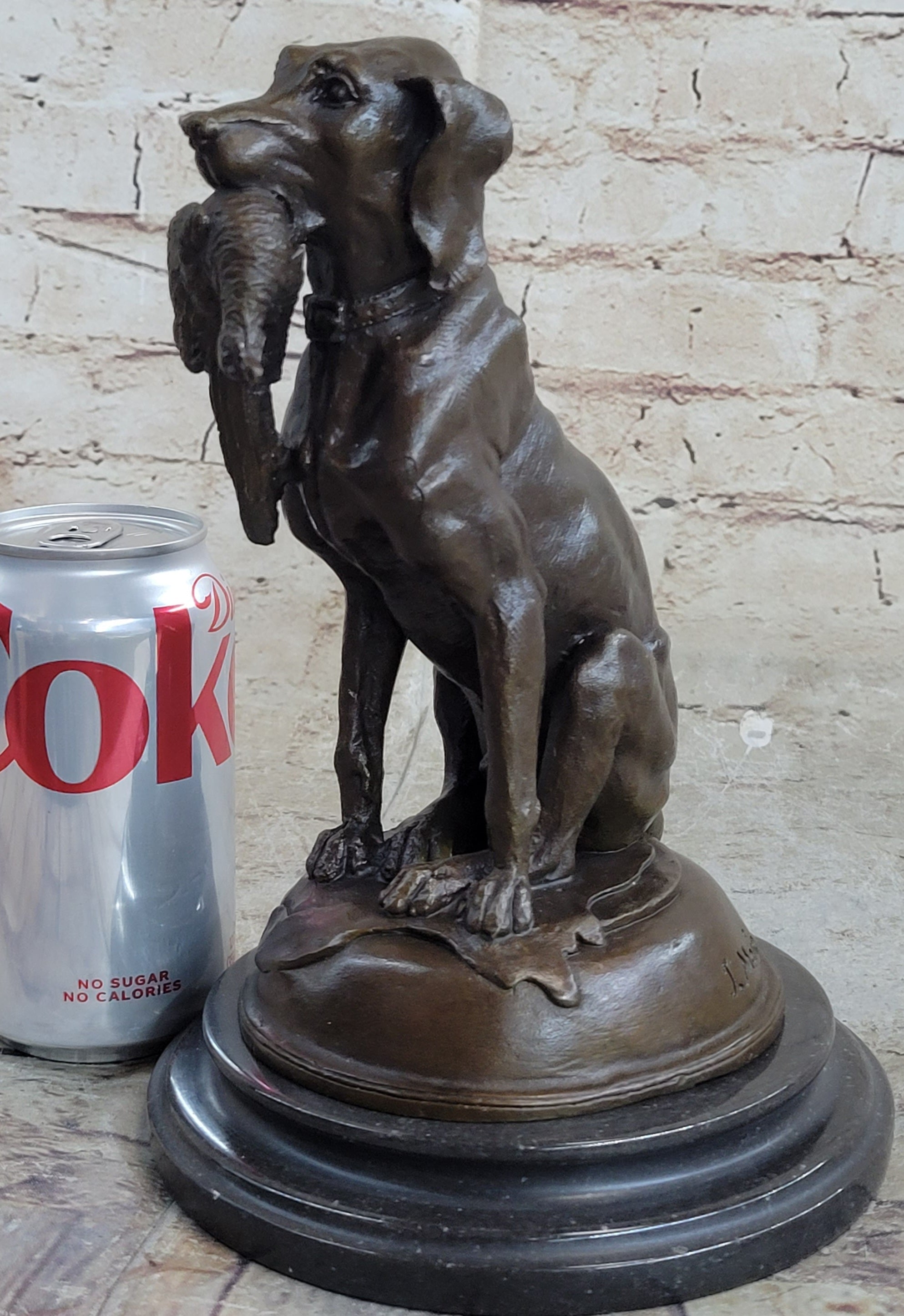 Moigniez Labrador Hunting Dog Duck Bronze Figurine Art Deco Animal Figure Decor