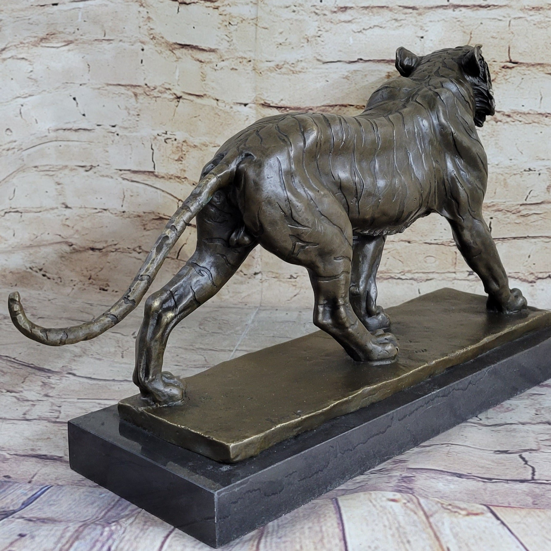 Signed Barye Cougar Lion Tiger Wild Animal Circus Cage Bronze Sculpture Statue