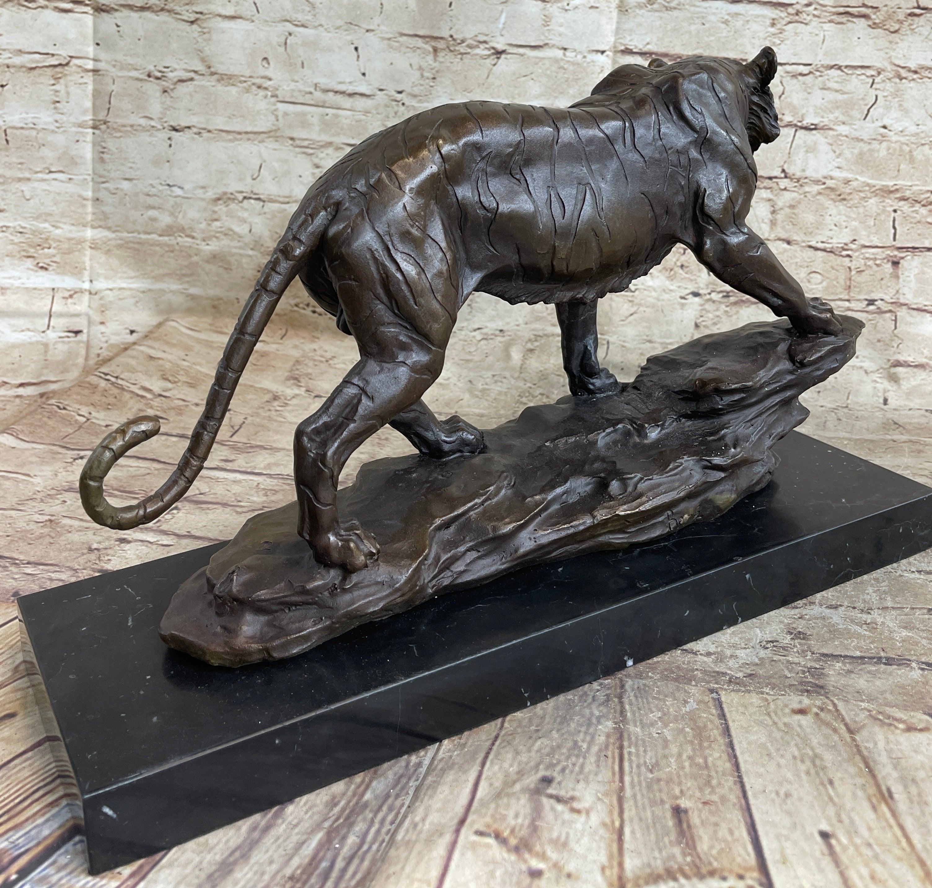 Antoine Louis Barye Antique Reproduction Tiger Bronze Hot Cast Sculpture Figure