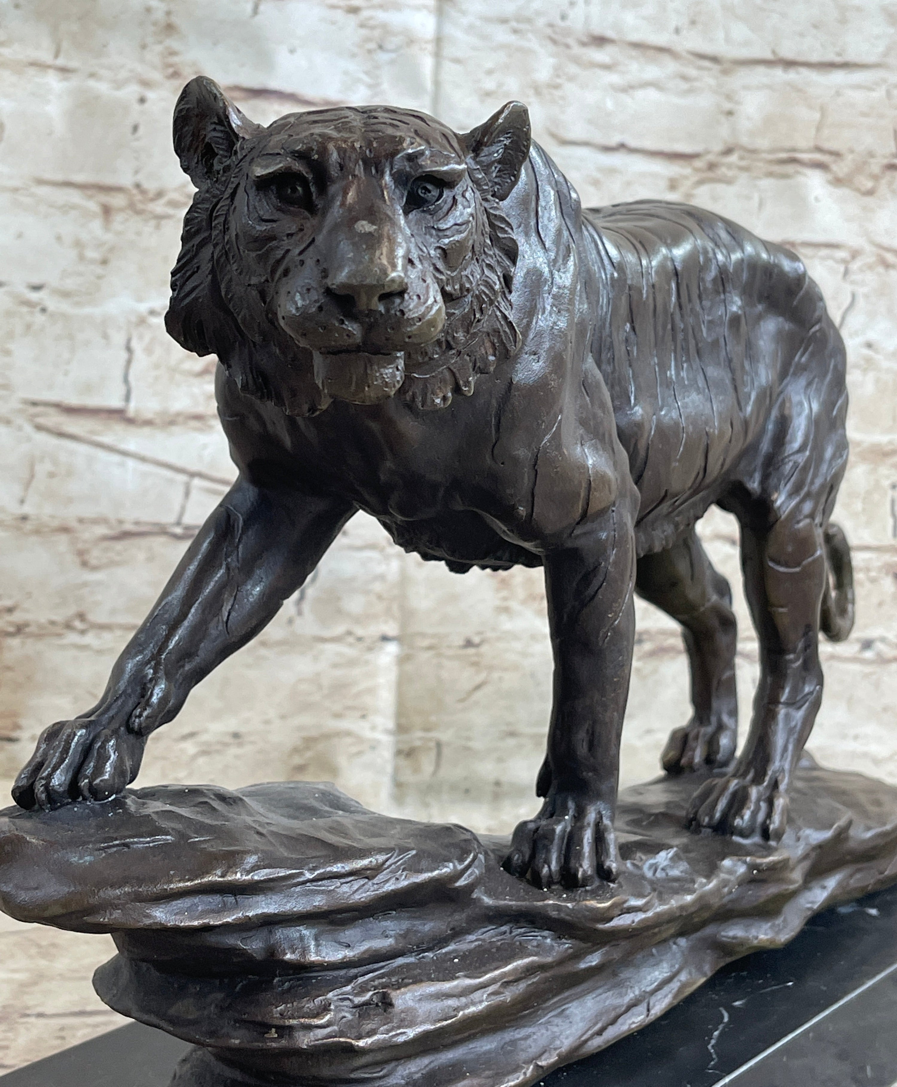 Antoine Louis Barye Antique Reproduction Tiger Bronze Hot Cast Sculpture Figure