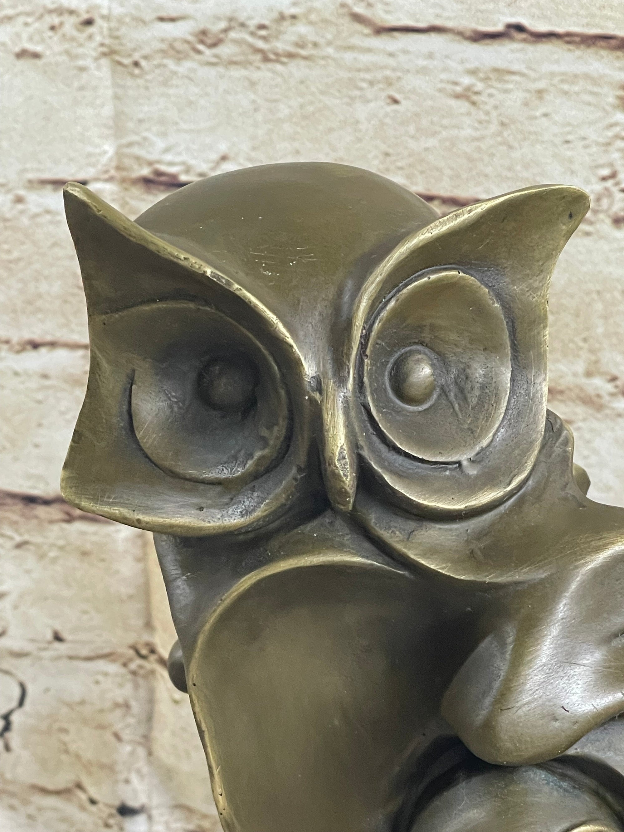Signed Barye Owl Bird Bronze Sculpture Figurine Marble Base Art Deco HotCast Art