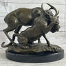 Mountain Lion Hunting Elk Deer by PJ Mene Bronze Statue Sculpture Wildlife Decor 11"X 13"