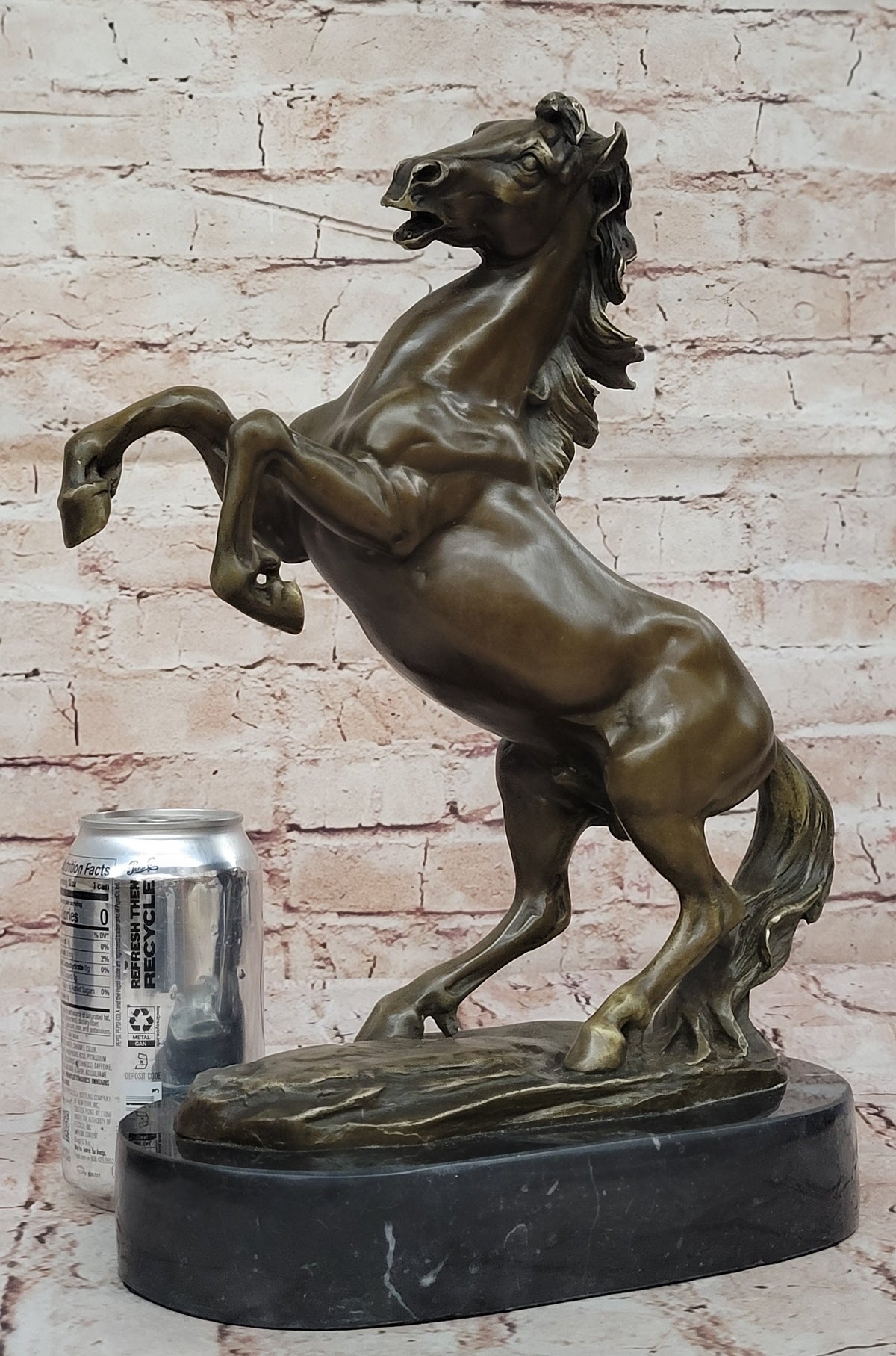 Rearing Stallion Horse Bronze Sculpture Statue Figure on Marble Base by Lecourtier - HT Animal Supply