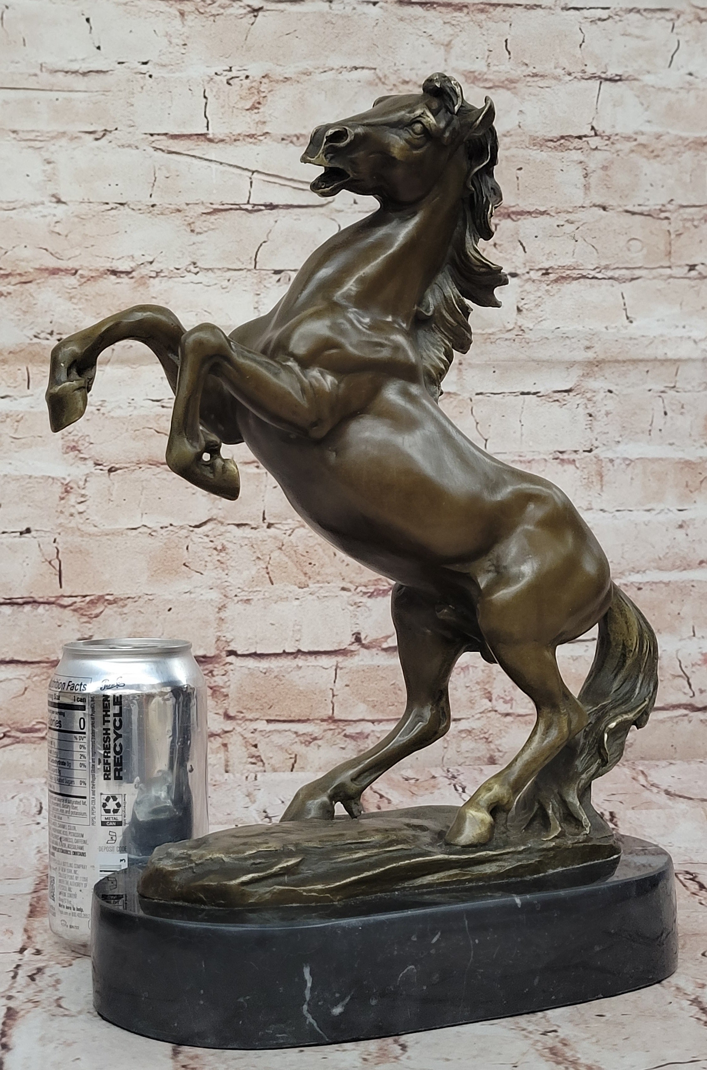 Rearing Stallion Horse Bronze Sculpture Statue Figure on Marble Base by Lecourtier - HT Animal Supply