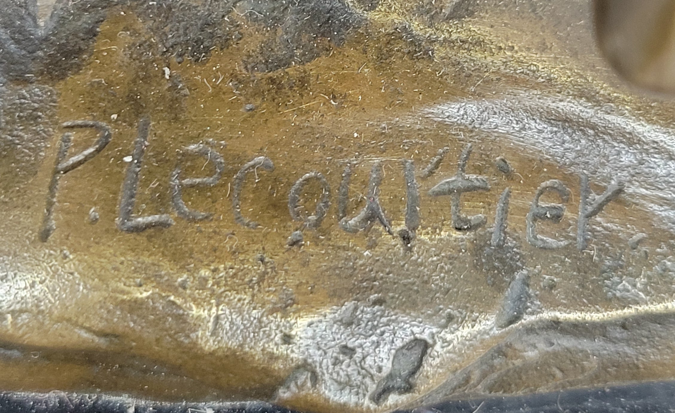 Rearing Stallion Horse Bronze Sculpture Statue Figure on Marble Base by Lecourtier