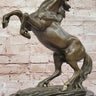 Rearing Stallion Horse Bronze Sculpture Statue Figure on Marble Base by Lecourtier