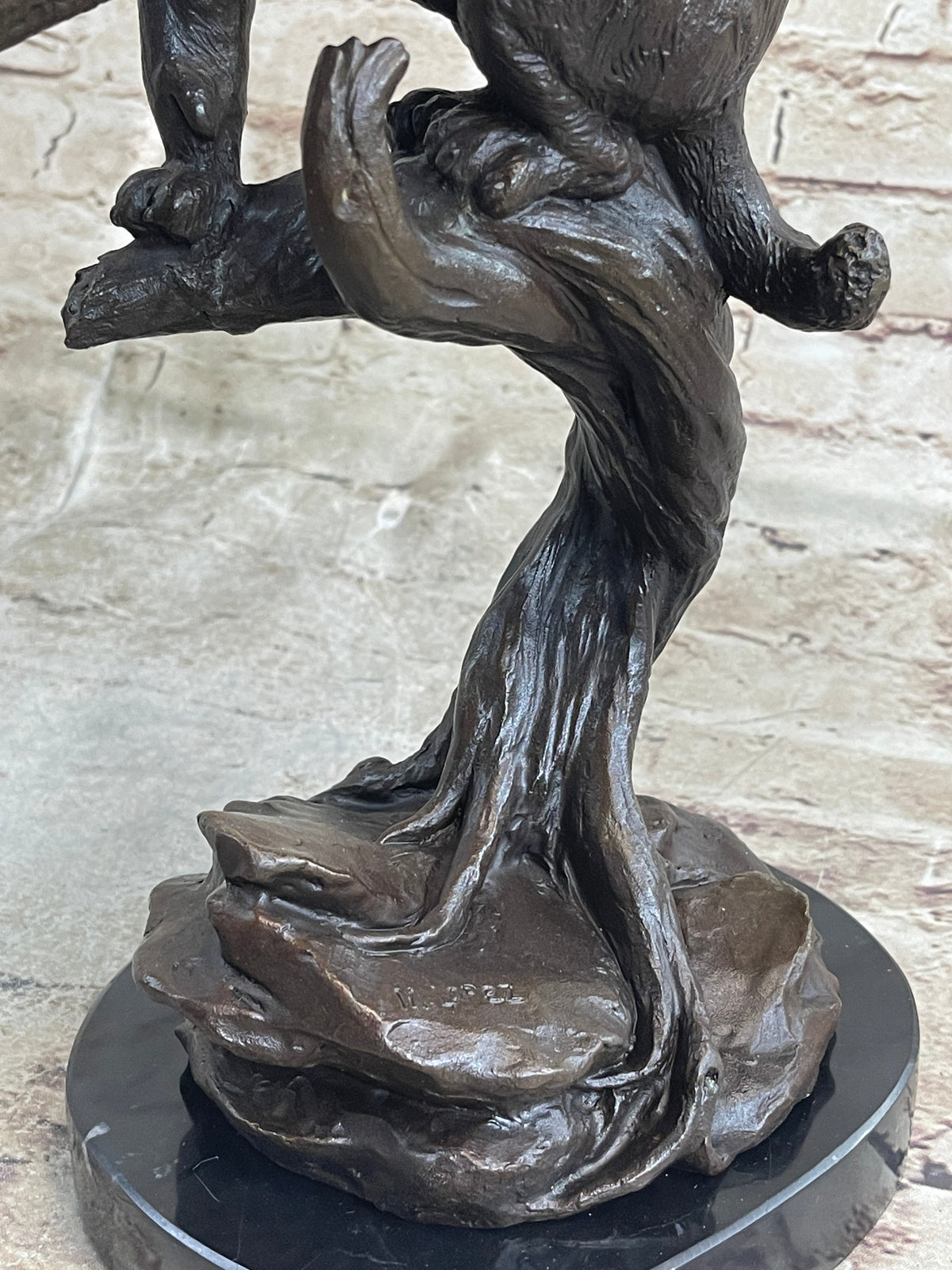 Cougar Panther Jaguar Cat Collector Bronze Marble Base Bookend Statue Art Decor