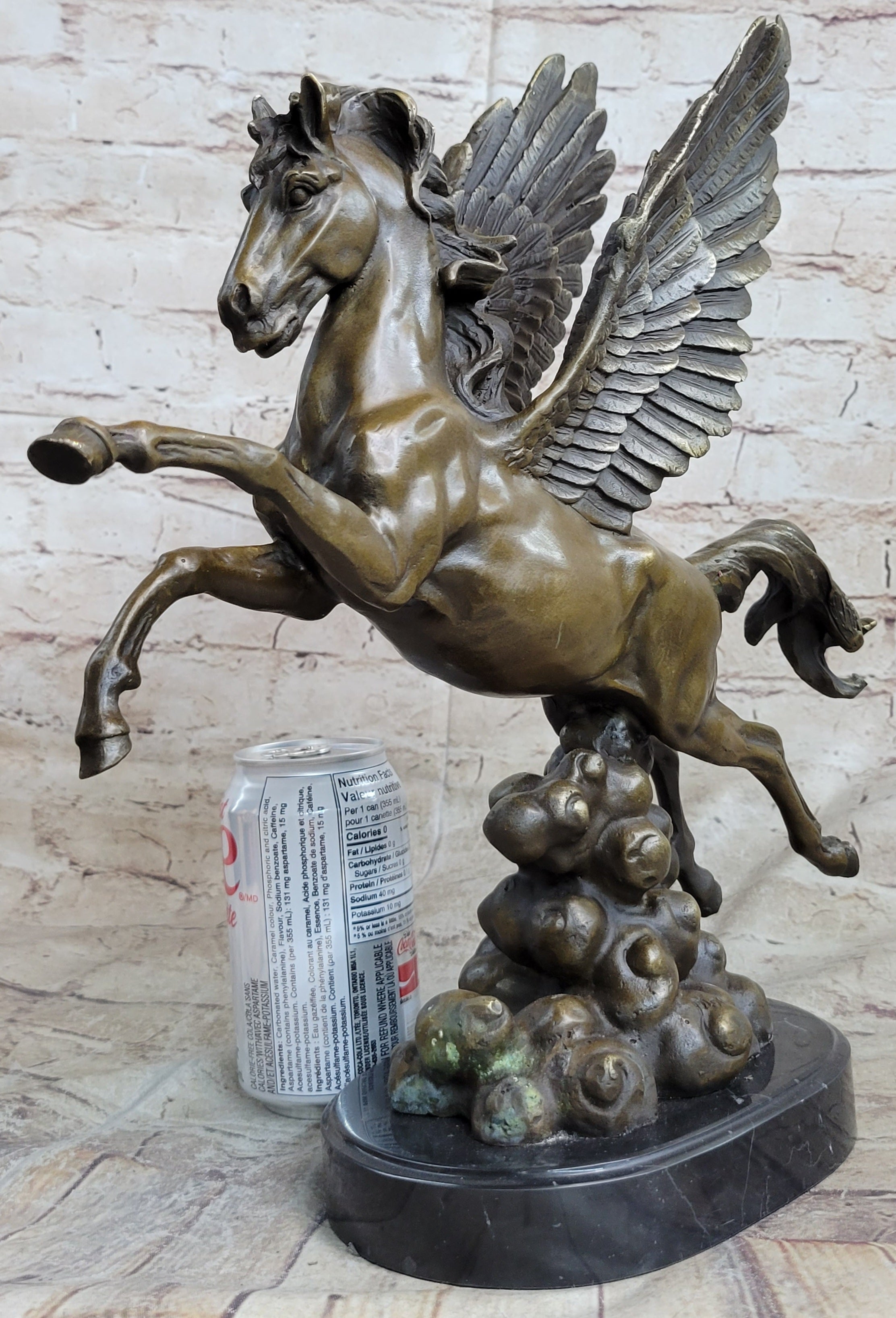 Flying Pegasus Winged Horse Greek Mythology Bronze Statue Sculpture Signed 15" x 14"