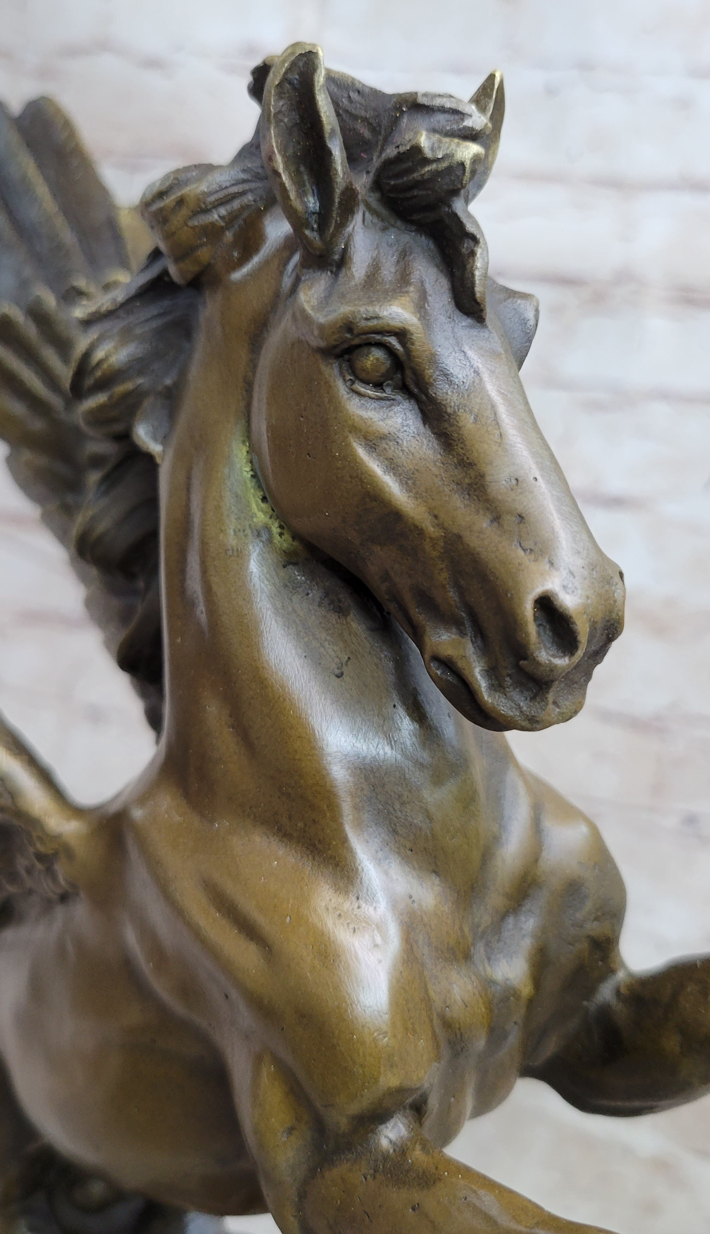 Flying Pegasus Winged Horse Greek Mythology Bronze Statue Sculpture Signed 15" x 14"