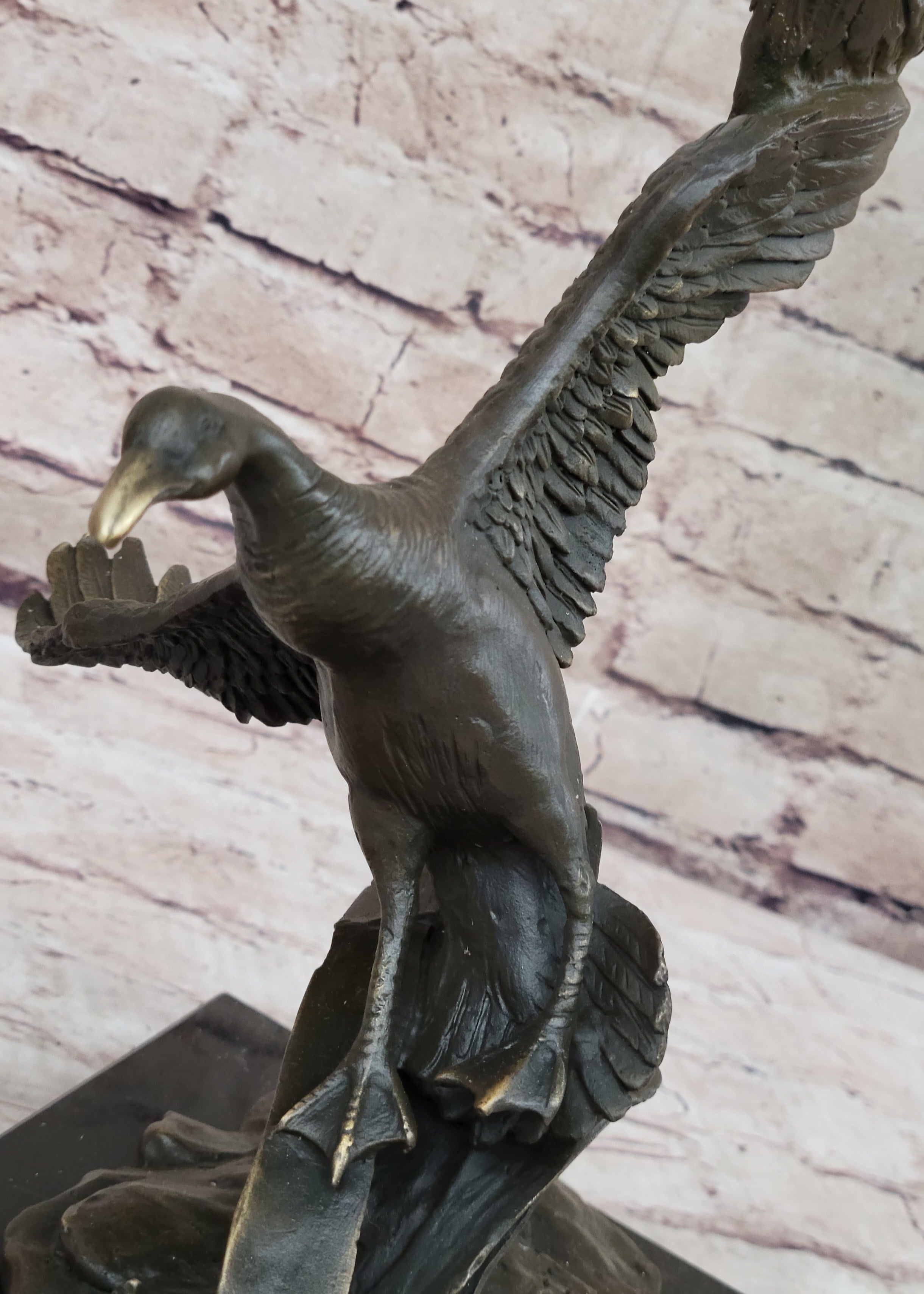 Flying Ducks Family Water Birds Bronze Statue Sculpture Figure Marble Base 17" x 15"