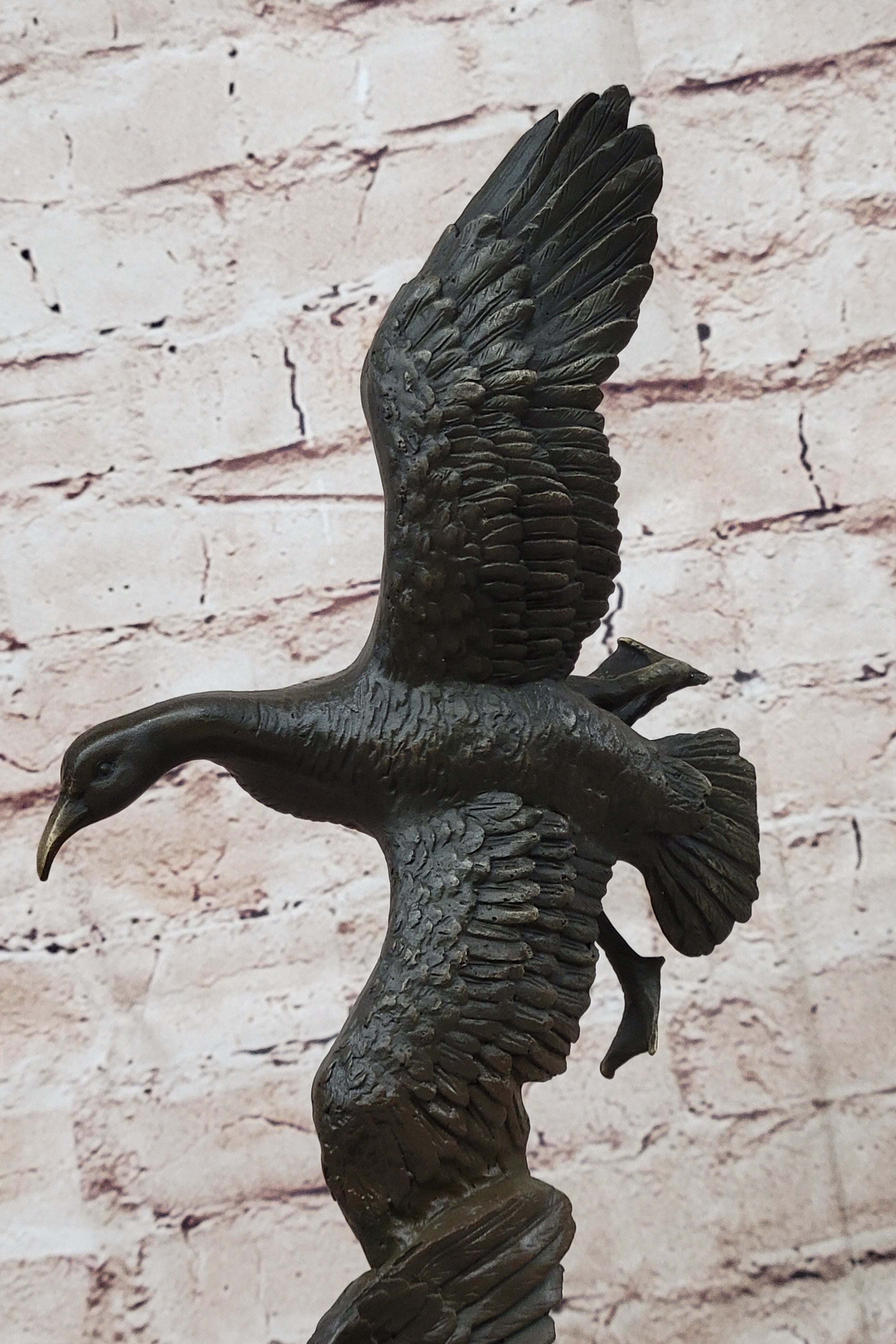 Flying Ducks Family Water Birds Bronze Statue Sculpture Figure Marble Base 17" x 15"