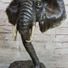 Abstract Floating Elephant Head Bust Bronze Sculpture Statue Art Africa