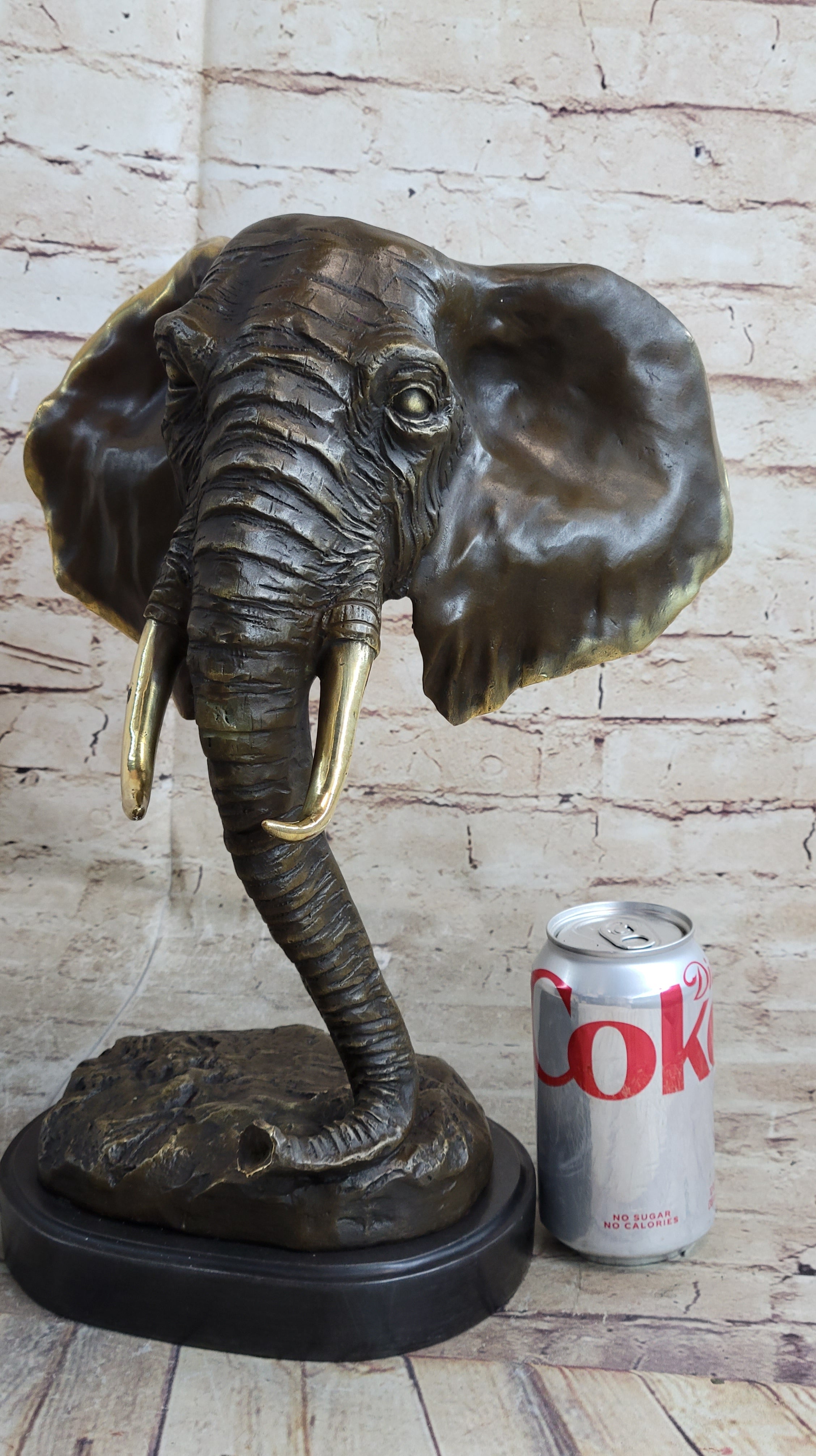 Abstract Floating Elephant Head Bust Bronze Sculpture Statue Art Africa