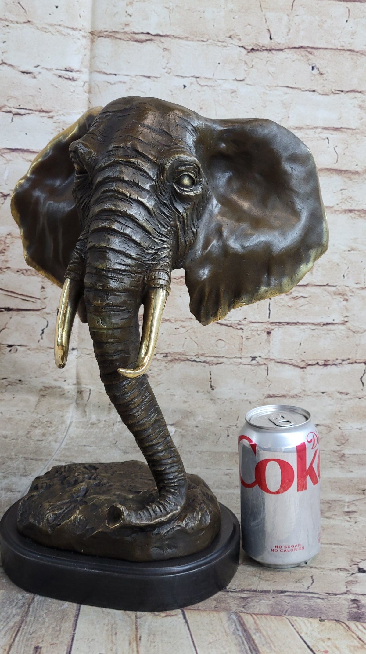 Abstract Floating Elephant Head Bust Bronze Sculpture Statue Art Africa