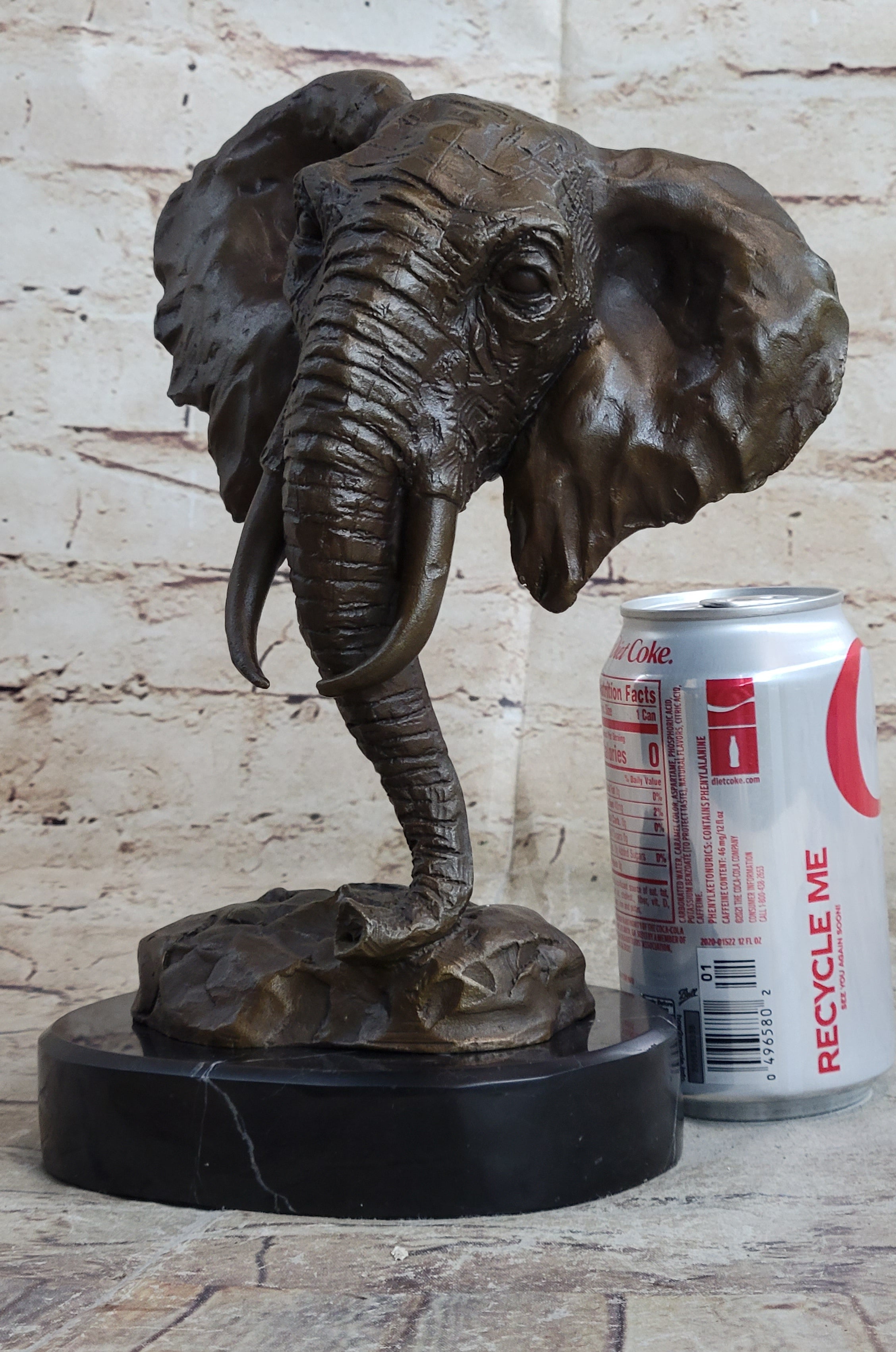 Original Milo Large Elephant Bust Bronze Sculpture Statue Wildlife Safari Decor